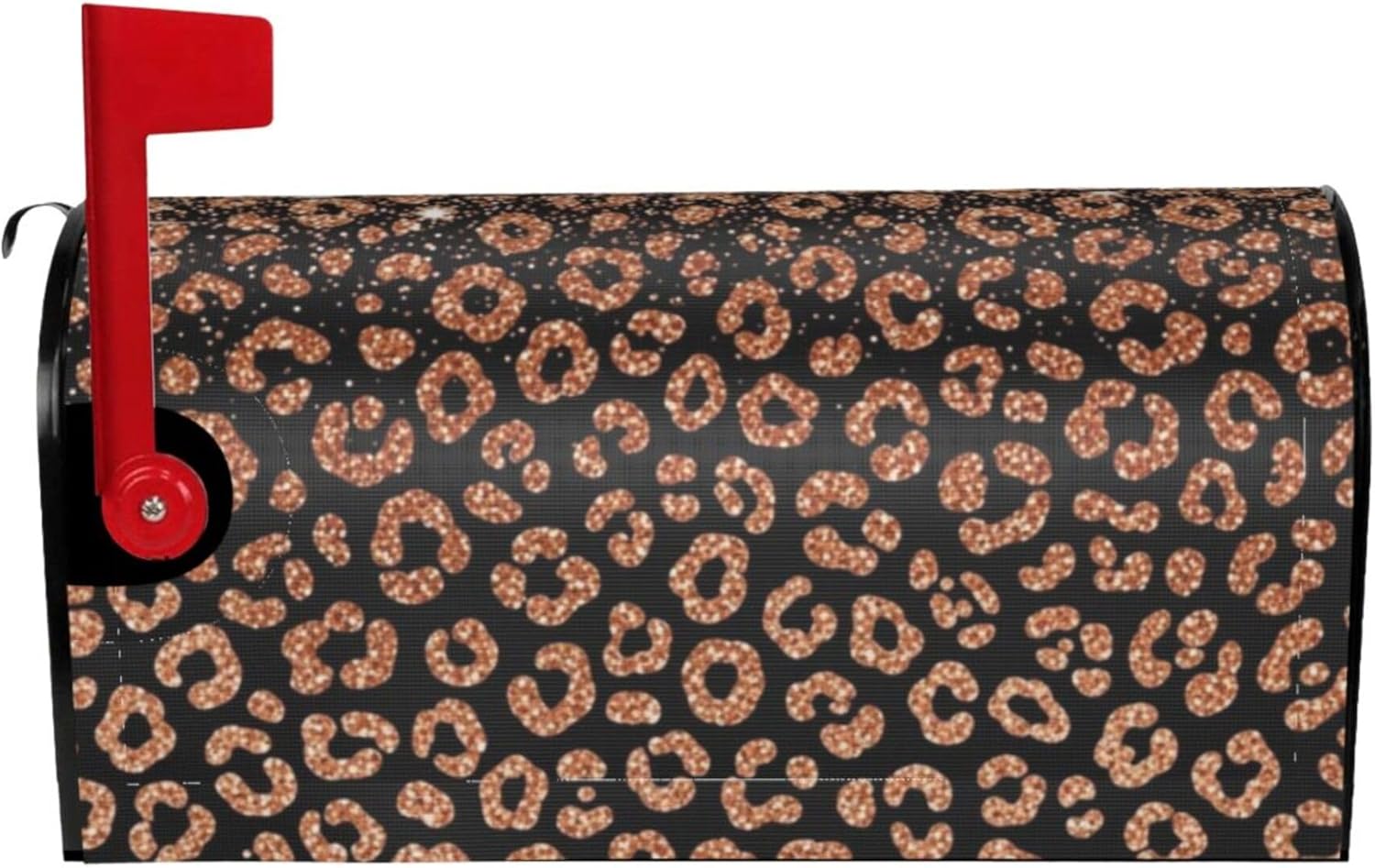 Mailbox Cover Post Letter Box Cover Decorative Rose Gold Glitter Black Cheetah Leopard Print Mailbox Wrap for Home Garden Decor