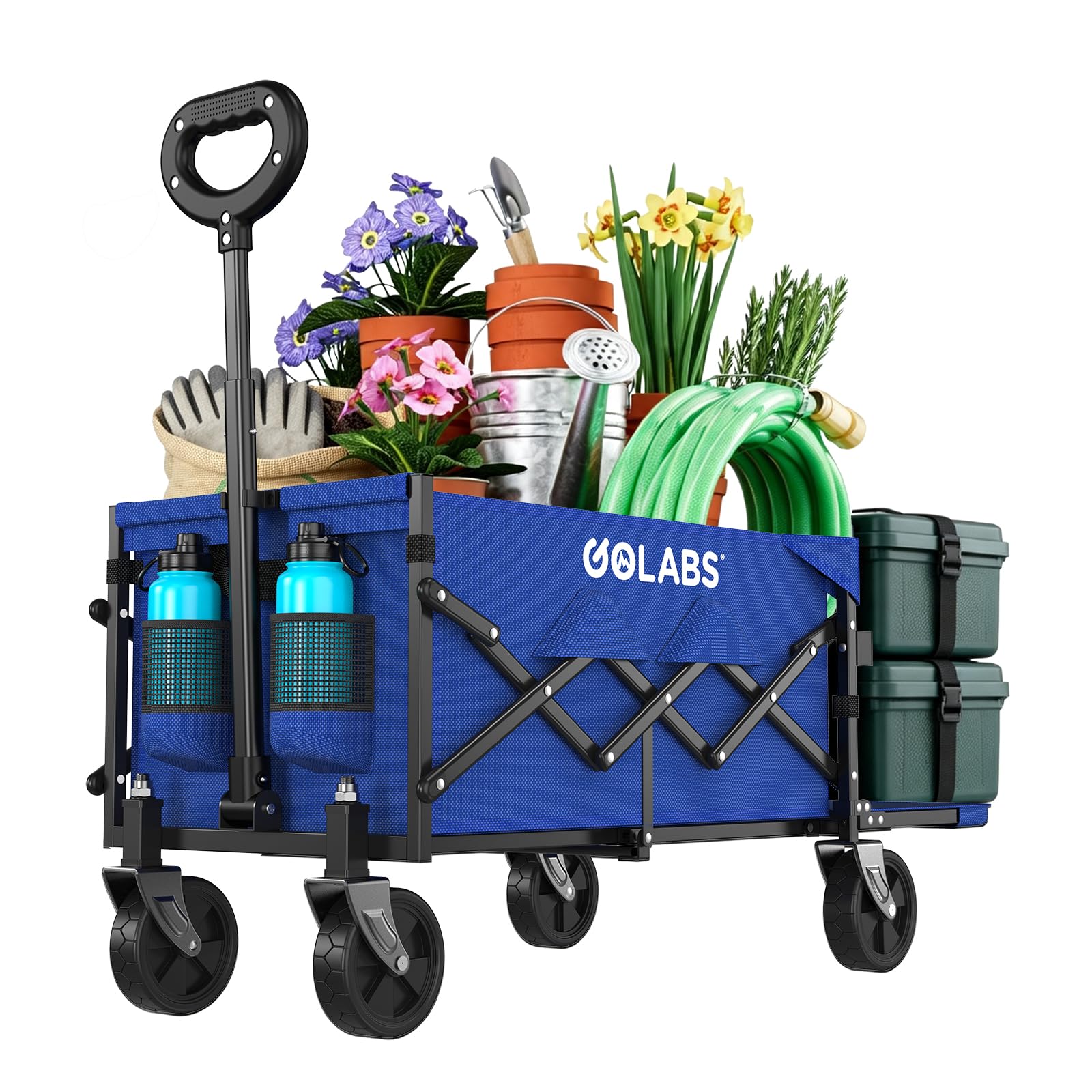 Golabs WA1 Collapsible Folding Wagon Cart, Max 220lb Load, Expands to 100L