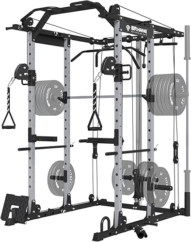ER KANG Jaula de potencia, PC06 1500 libras con cable cruzado, jaula de entrenamiento multifunción con sistema de polea, estante de entrenamiento de