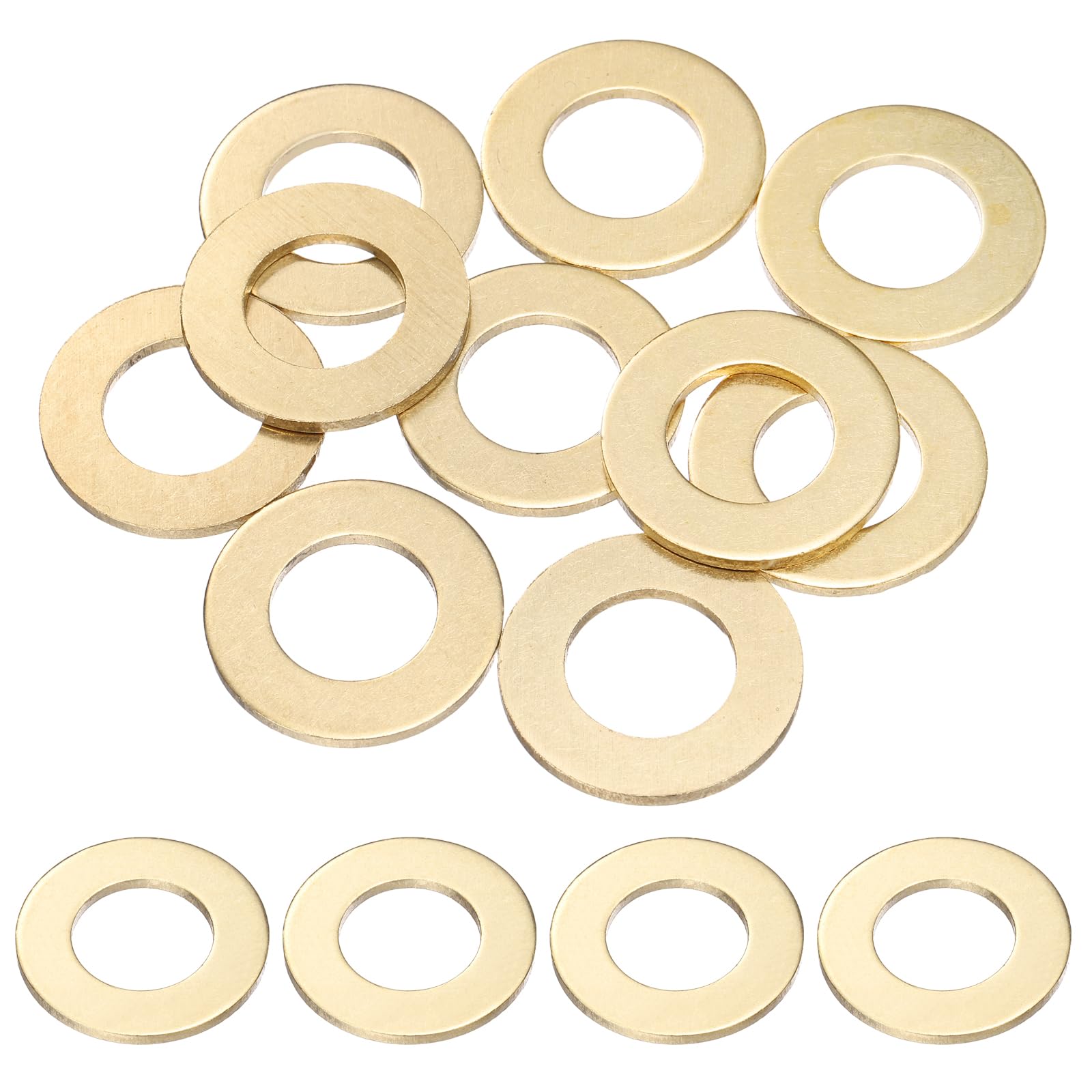 sourcing map 10Pcs M16 Brass Flat Washer, 30mm OD x 16mm ID x 2mm Thickness Metal Sealing Washers, Metric Sealing Ring Gasket for Screws Bolts Nuts