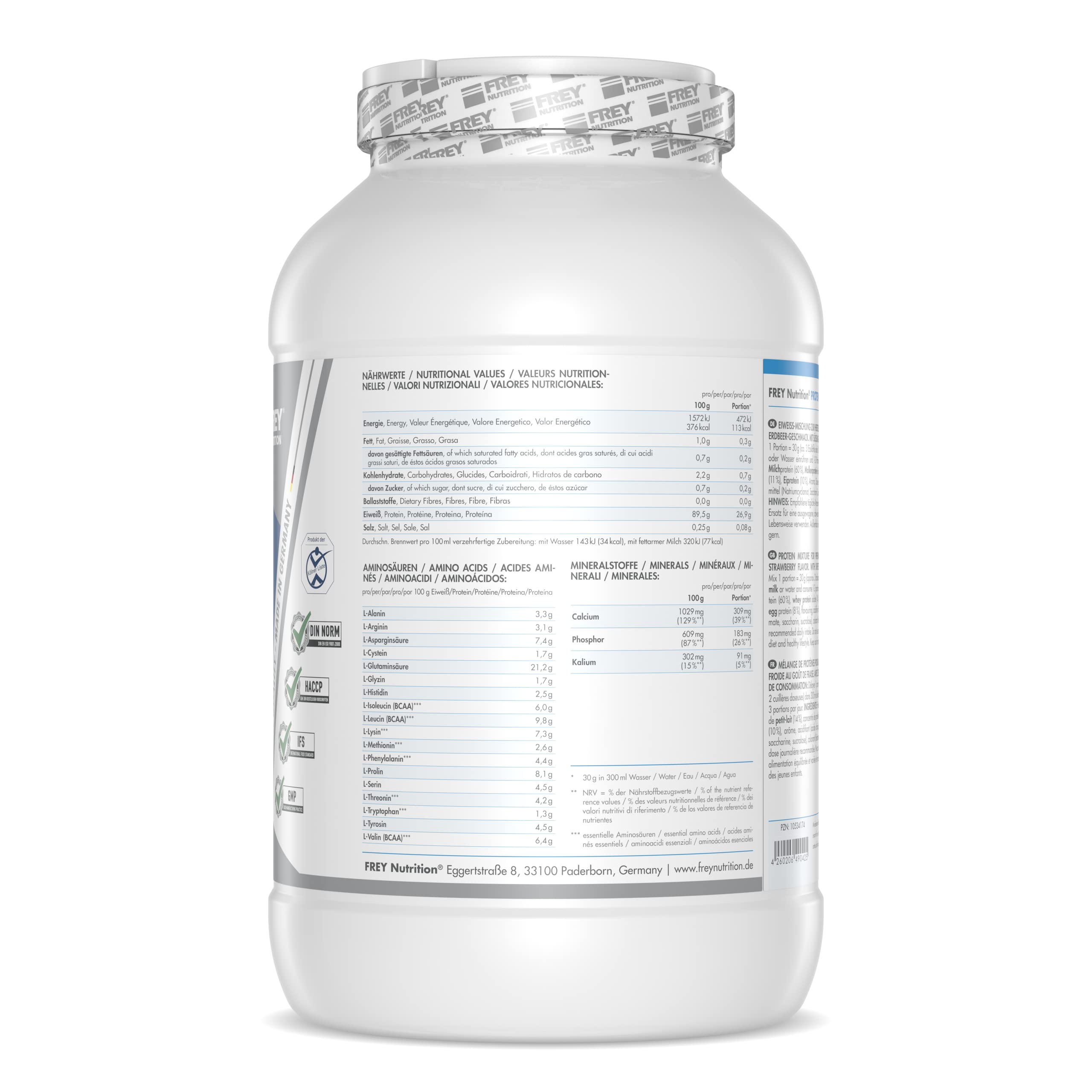Frey Nutrition Protein 96 Erdbeer Dose, 1er Pack (1 x 2.3 kg)