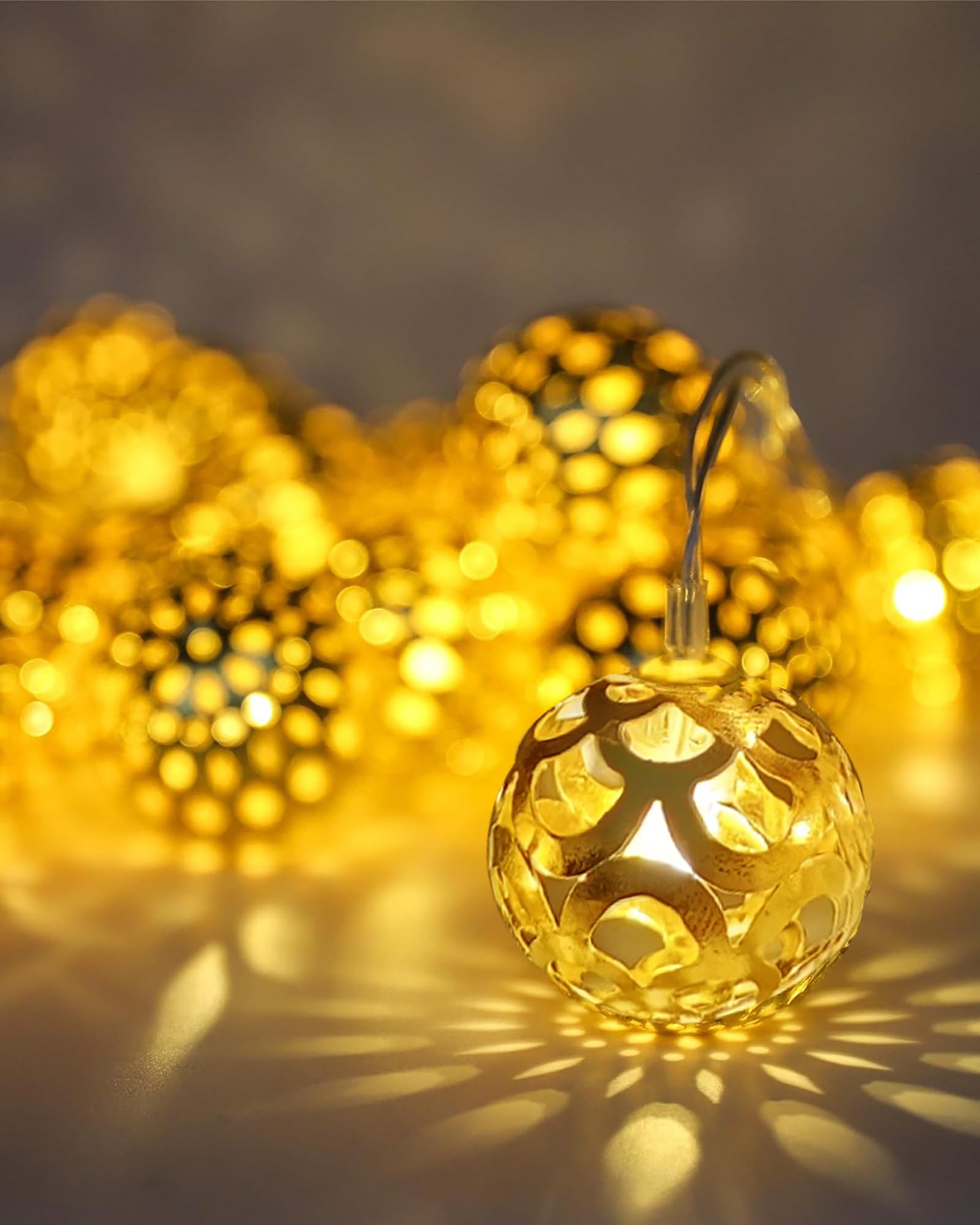 Homesake® Warm White Ball Fairy String Lights 5M 14 LED | Decorative Rice Lights for Room, Home, Party & Festival Decoration | Indoor Outdoor Hanging Twinkle Lights for HomeDecor, 2 Pin Plug, Gold