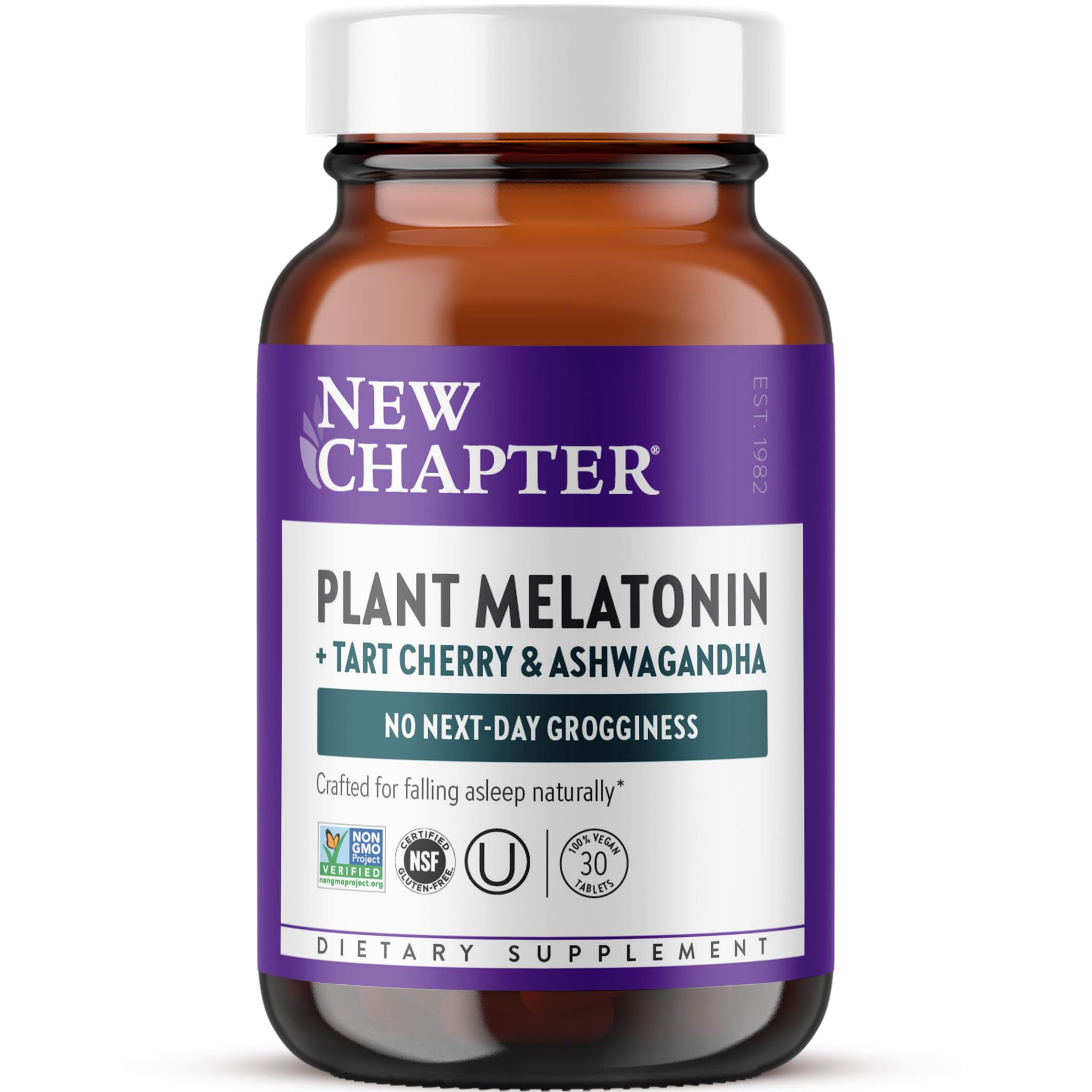 New Chapter Plant Melatonin 2mg - Sleep Aid for Adults with No Next-Day Grogginess, Nature-Inspired Sleep Formula Made with Melatonin from Tomato + Tart Cherry