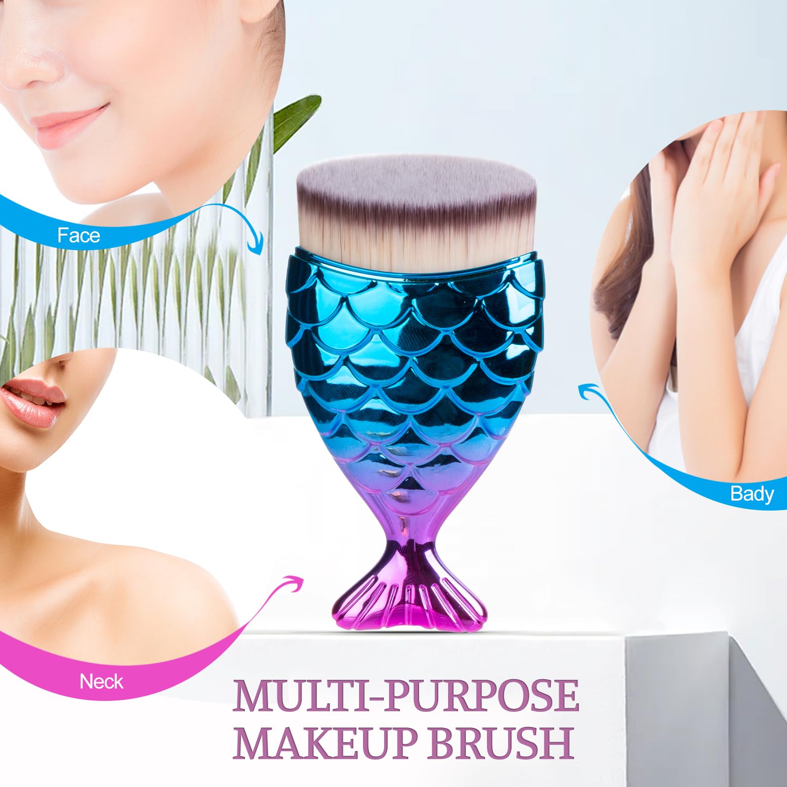 UNIMEIX Brocha de protección solar para cara, brocha Kabuki, aplicador de protector solar para niños, brochas de maquillaje para base líquida, polvo, crema, pulido, difuminado