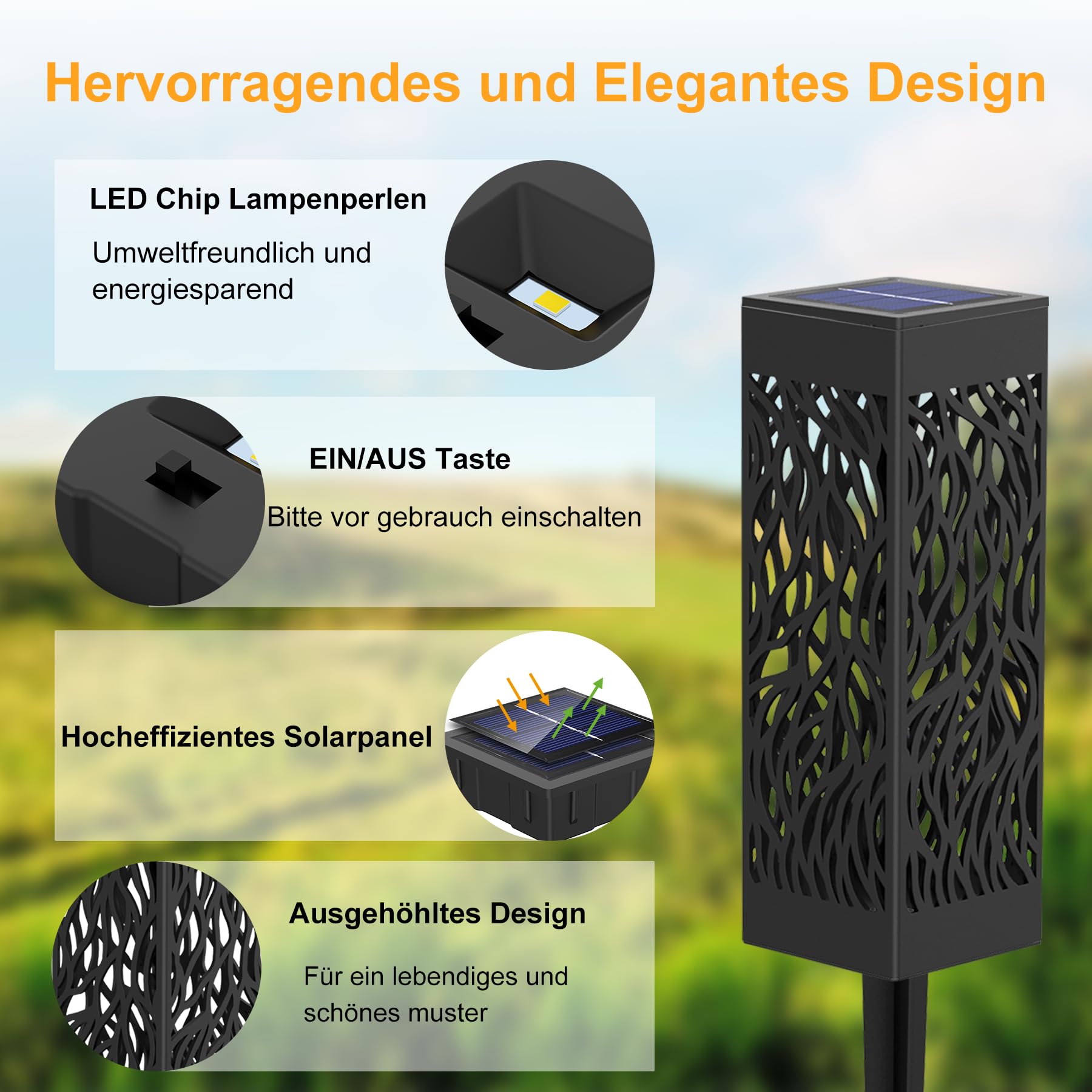 Solarlampen für Außen Garten IP55 Wasserdicht 600mAh Akku Solarleuchten Warmweiß 12 Stück