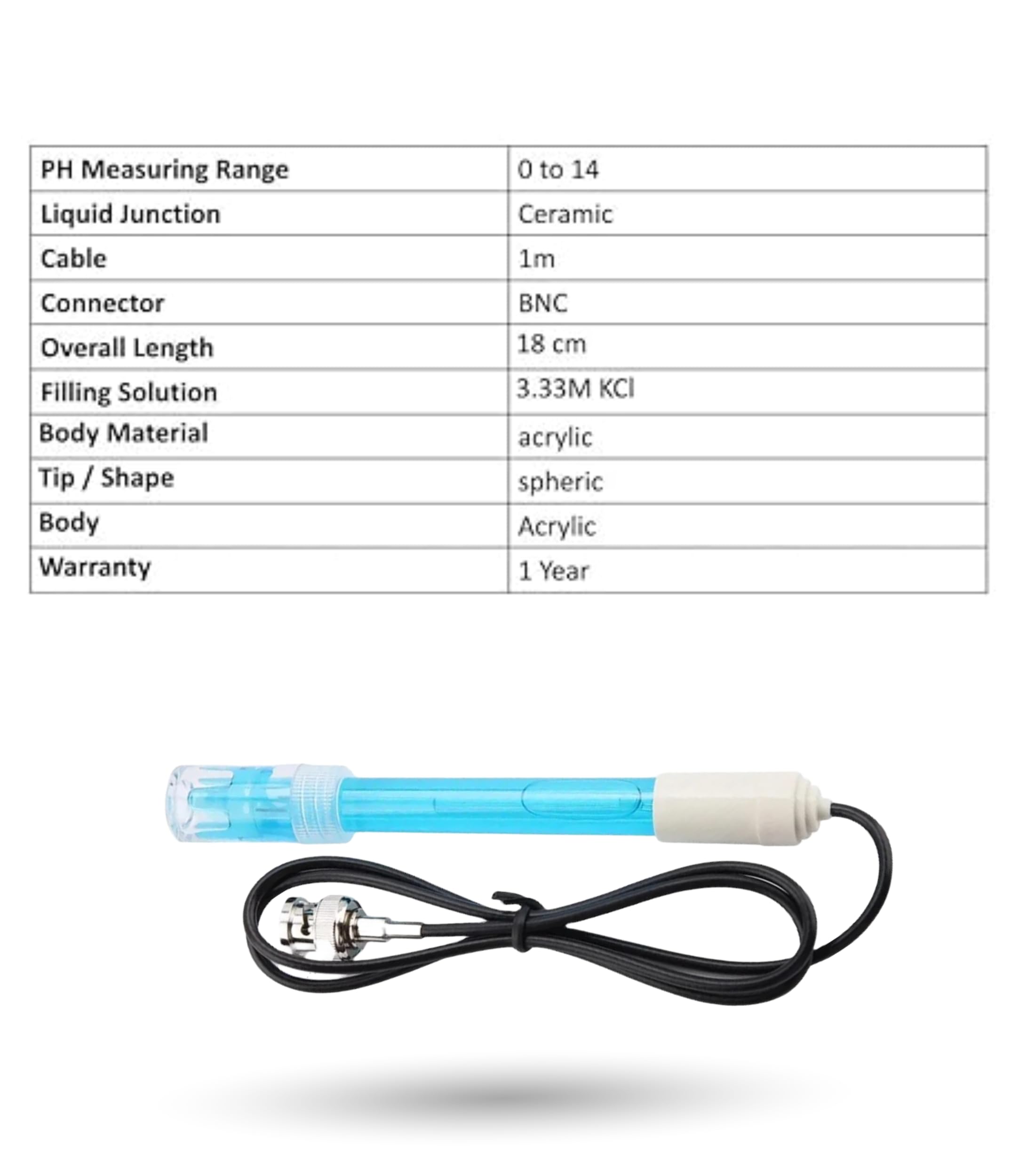Labcare® PH Electrode Constructed with acrylic unbreakable Body Ph Range(0 to 14) - Image 3 thumbnail