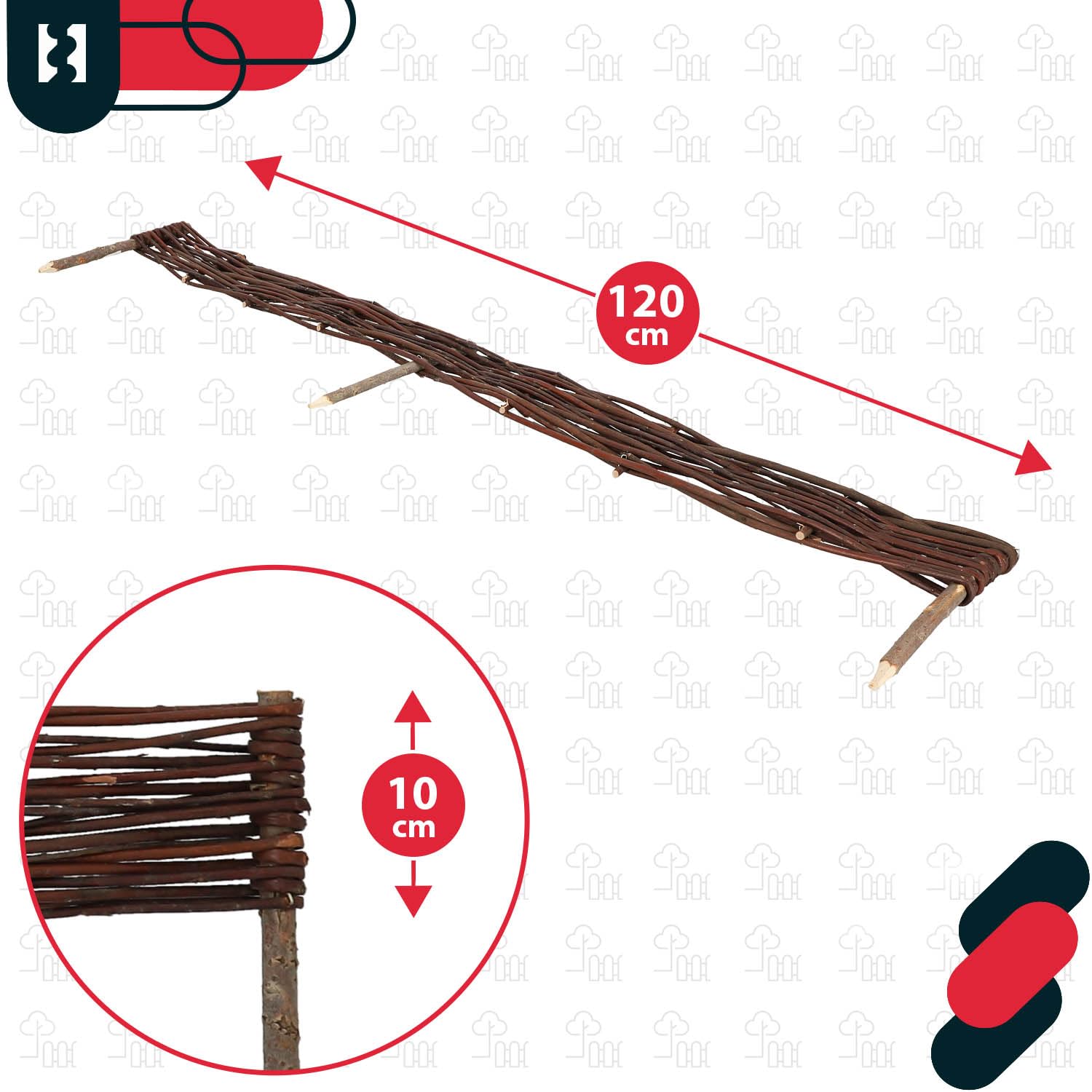KOTARBAU® Lot de 5 Clôture Bois - Bordure Jardin Extérieur - 120 x 10 cm - Bordure de Jardin en Osier à Planter - Marron - Cloture en Osier - Décoration Extérieure