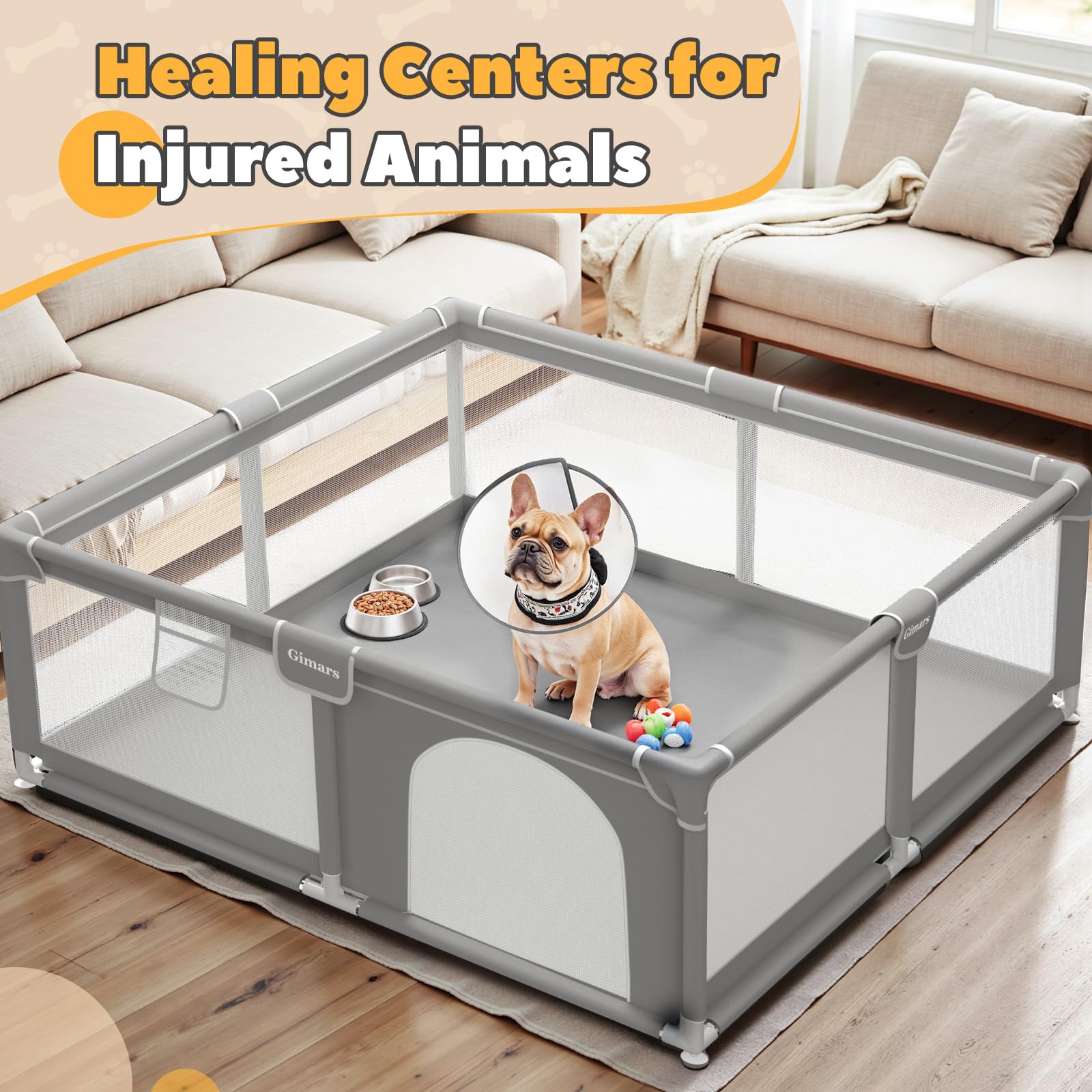 50x50x26 Inches Puppy Playpen with Gate, Dog Playpen for Puppies or Small Dogs, Sturdy Safety Dog Fence Pet Playpen with Thickened Fabric, High-Strength Nylon Wire Mesh for Indoor & Outdoor,Washable