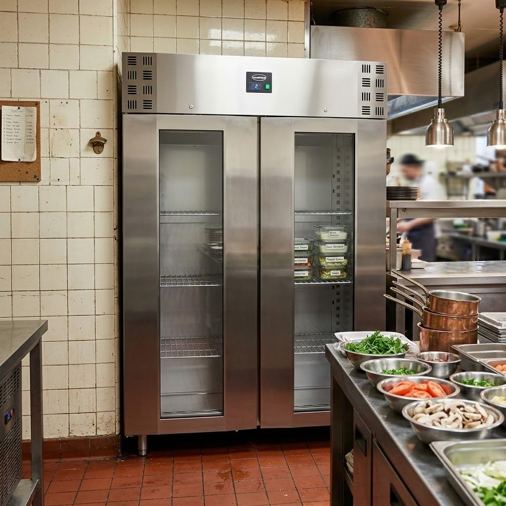 CombiSteel Armoire réfrigérée positive inox 1400 L - Porte vitrée