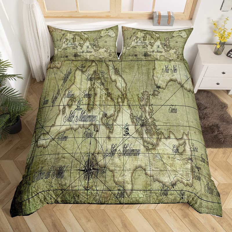 Housse de couette atlas rétro pour décorer une chambre d'enfant d'explorateur