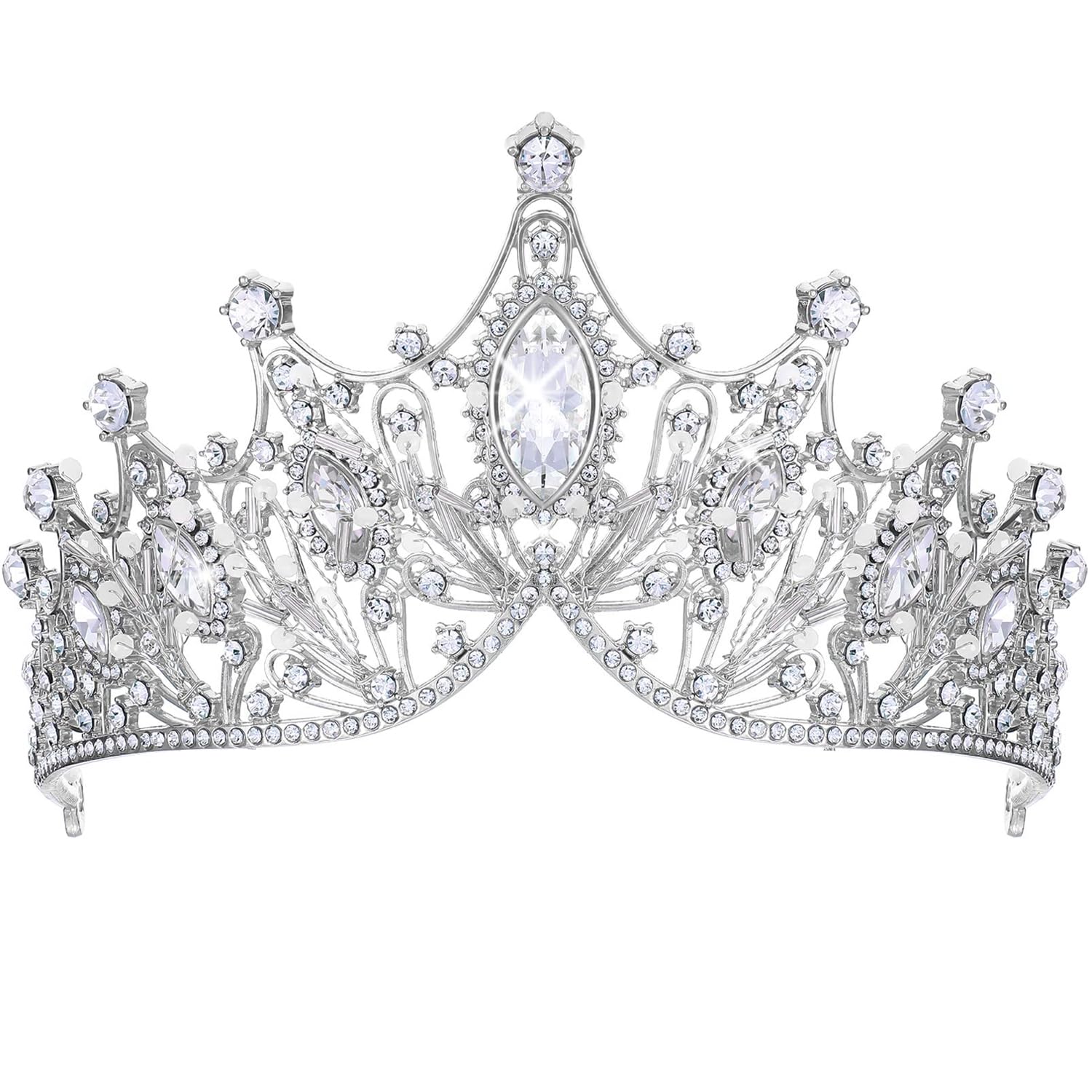 Zooma Tiara de cristal para novia, tiara de princesa, diadema de boda, para bodas, bailes, concursos, fiestas, cumpleaños, aleación, cristal y diamantes de imitación