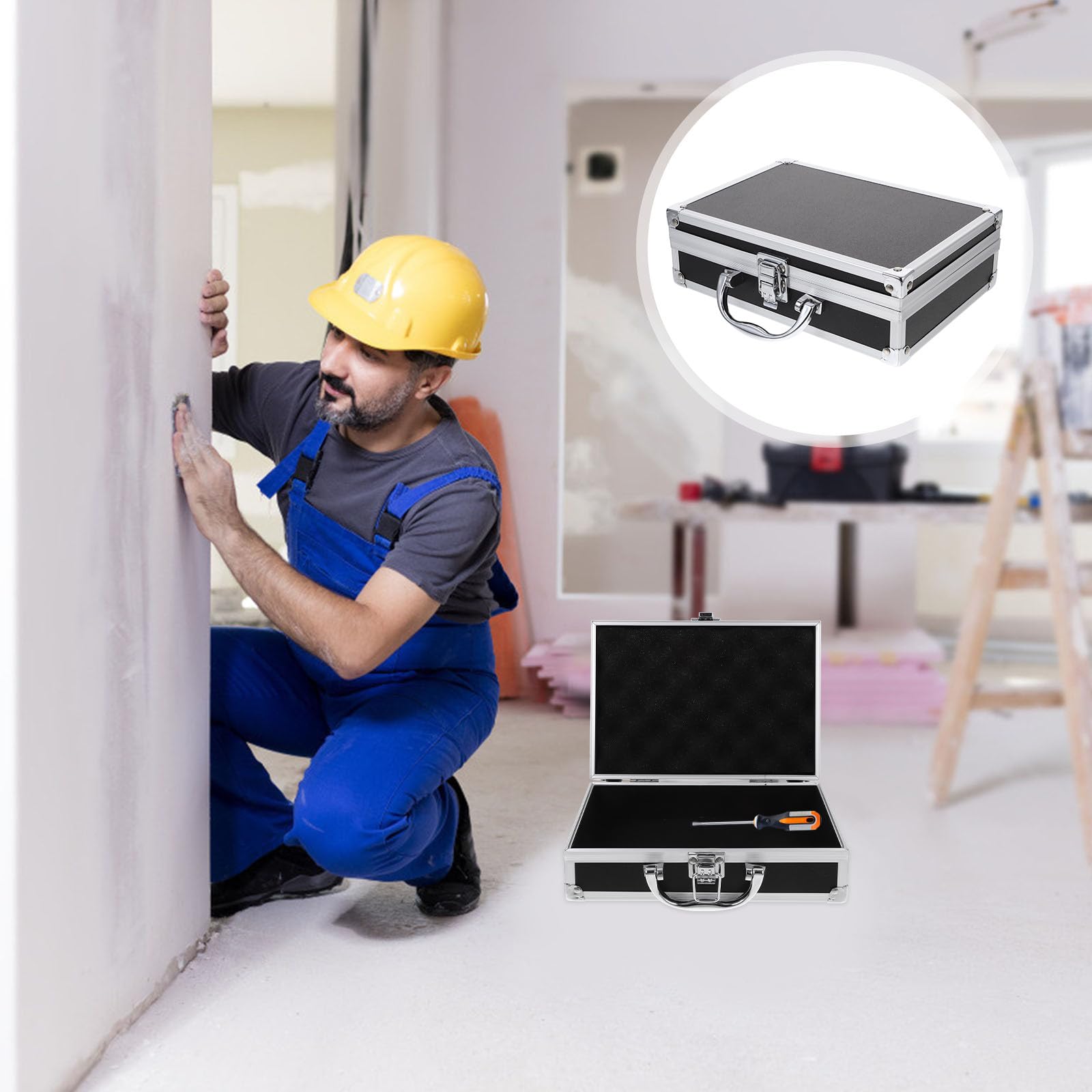 Uonlytech Valigetta in Lega di Alluminio Portatile Piccola 23X16X7 CM Serratura Custodia Rigida Multifunzione per Utensili e Attrezzi Adatta per Casa Ufficio e Viaggi di Lavoro