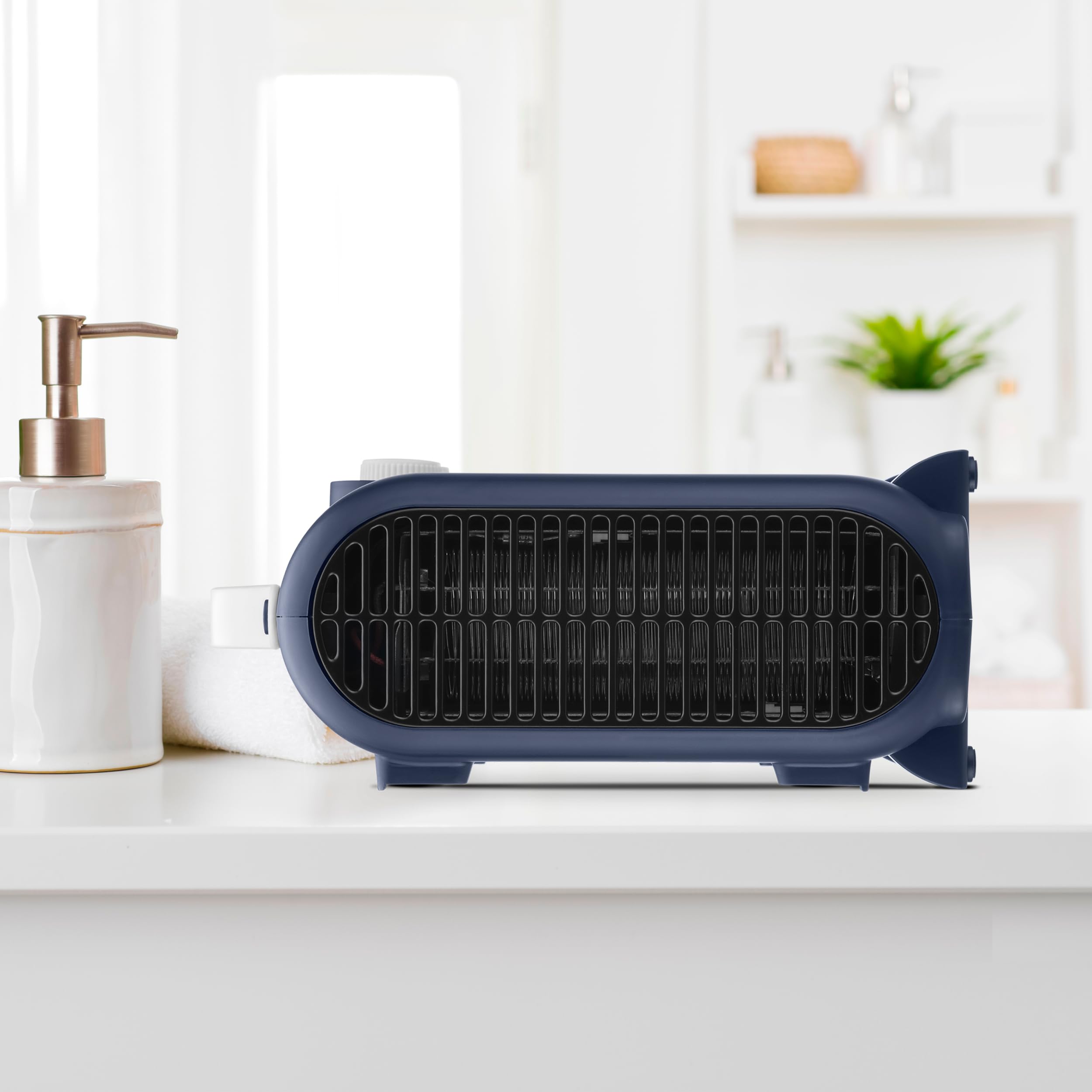 Ufesa Crux Dual Blue elektryczny termowentylator o niskim zużyciu energii, 2000 W, 3 poziomy mocy, regulowany termostat, termowentylator z uchwytem do noszenia