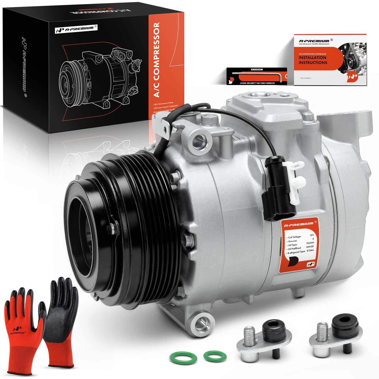A-Premium Air Conditioner AC Compressor with Clutch Compatible with Land Rover Range Rover 2006-2009