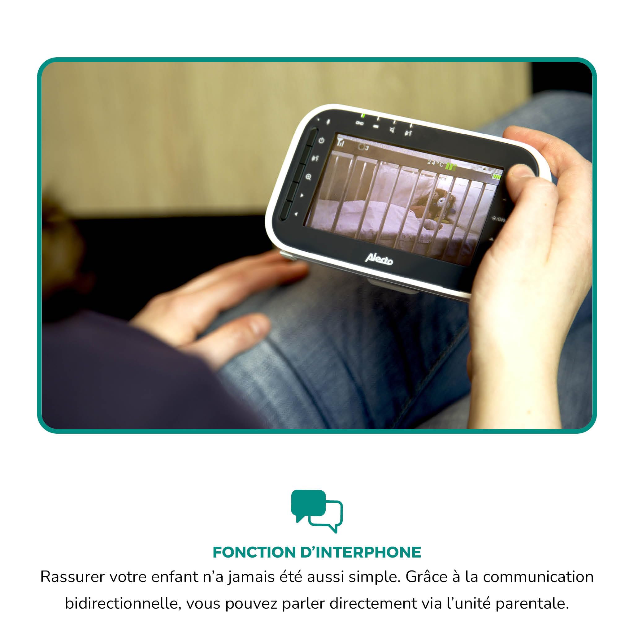 Alecto DVM200M - Babyphone avec caméra et écran couleur 4.3", blanc/anthracite