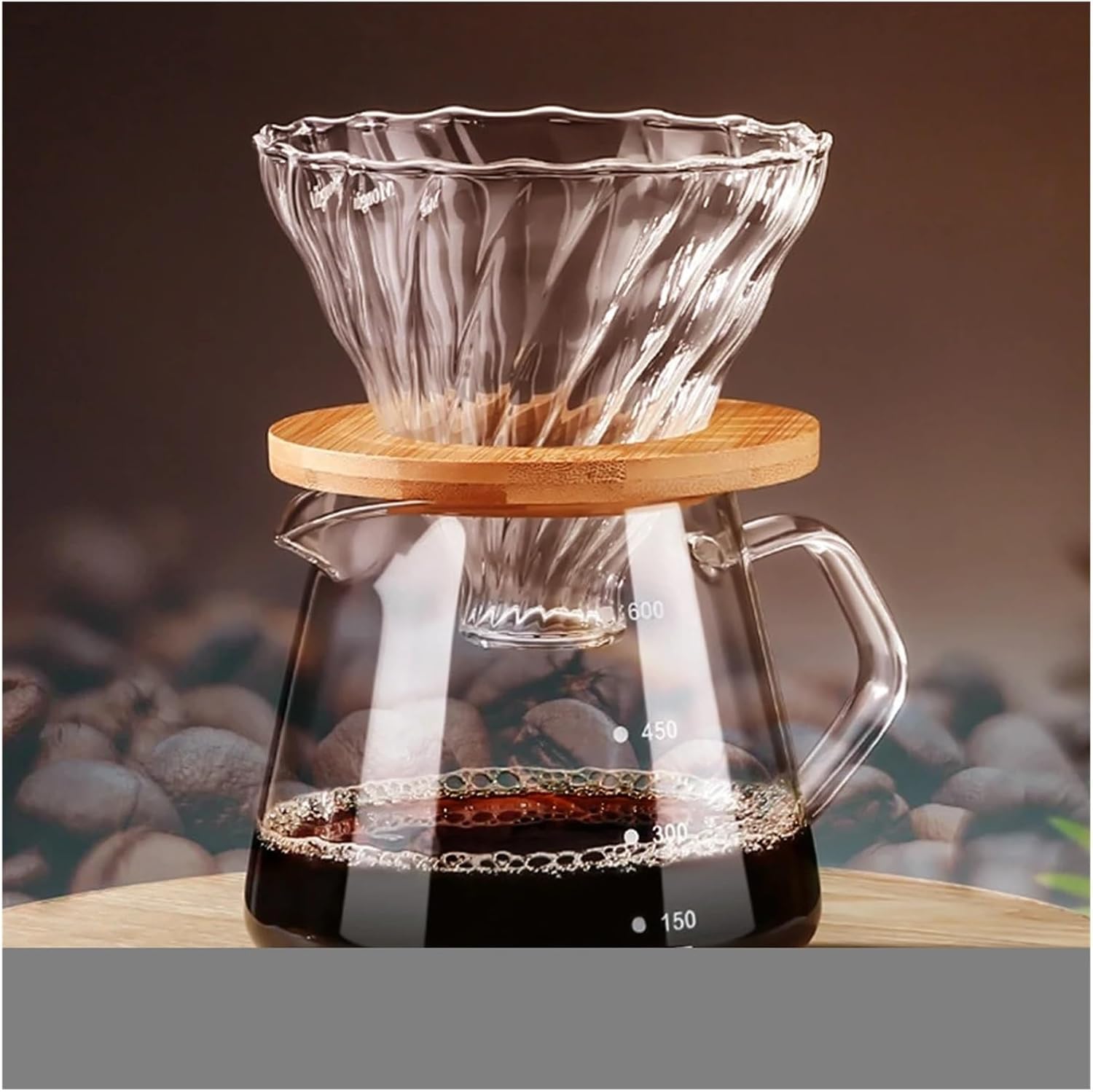Pour Over Coffee Maker Set Glass Pot With Filter Coffee Dripper Brewer & Stainless Steel Gooseneck Kettle Manual(Set A)