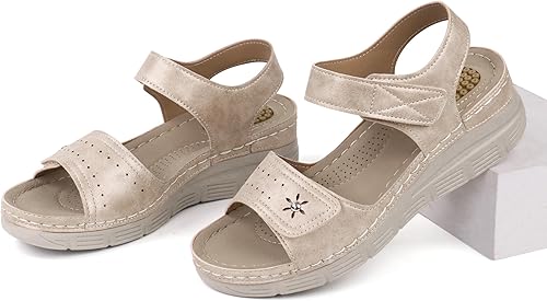 Miniatura 4 de JABASIC Sandalias cómodas para mujer, sandalias ortopédicas para caminar, sandalias ortopédicas con soporte para el arco