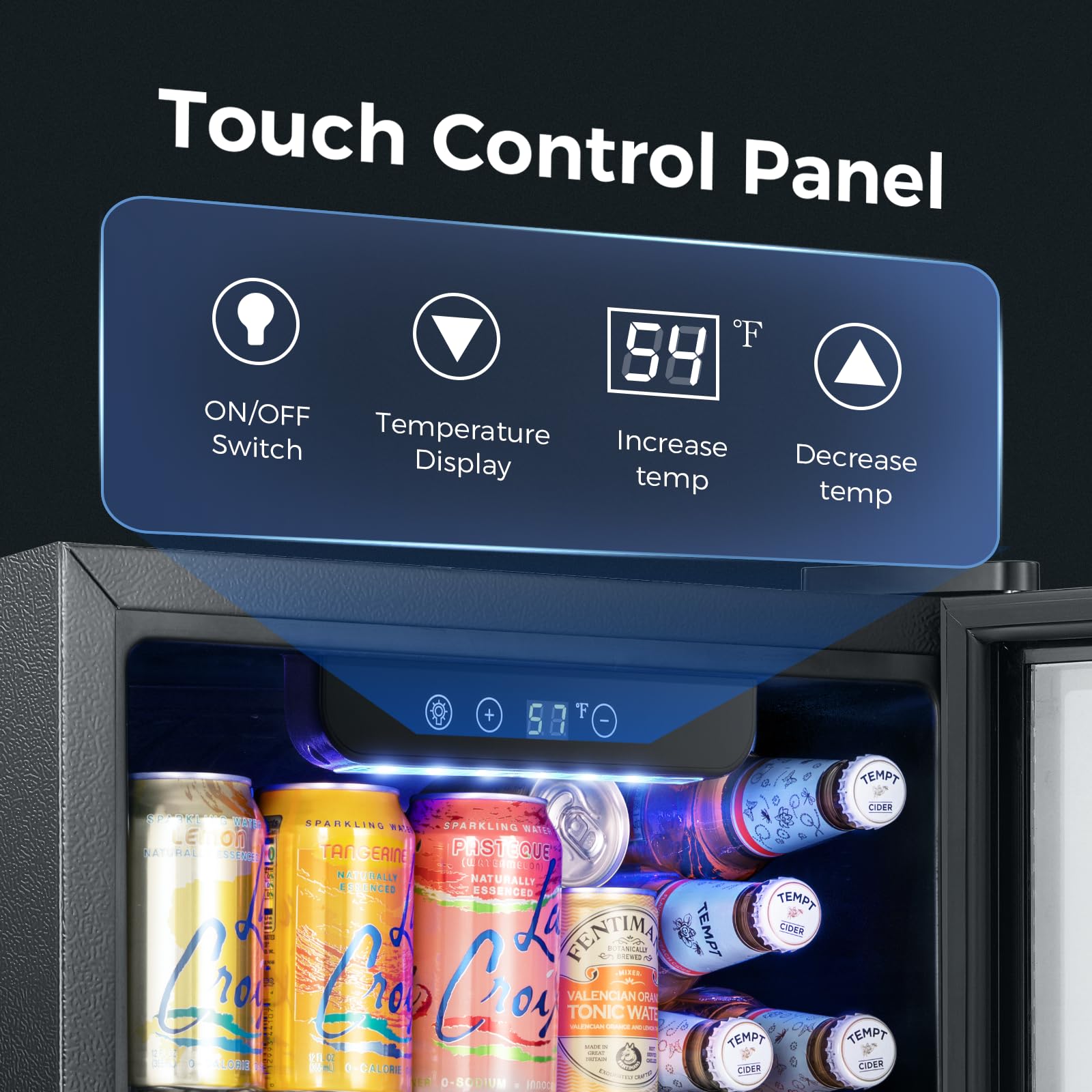 Kismile 1.3 Cu.Ft Beverage Refrigerator And Cooler,12 Bottle 48 Can Mini Fridge Glass Door, Digital Temperature Display For Soda, Beer Or Wine, Small Drink Dispenser Cooler For Home, Office, Bar on Fridge.com - View 2