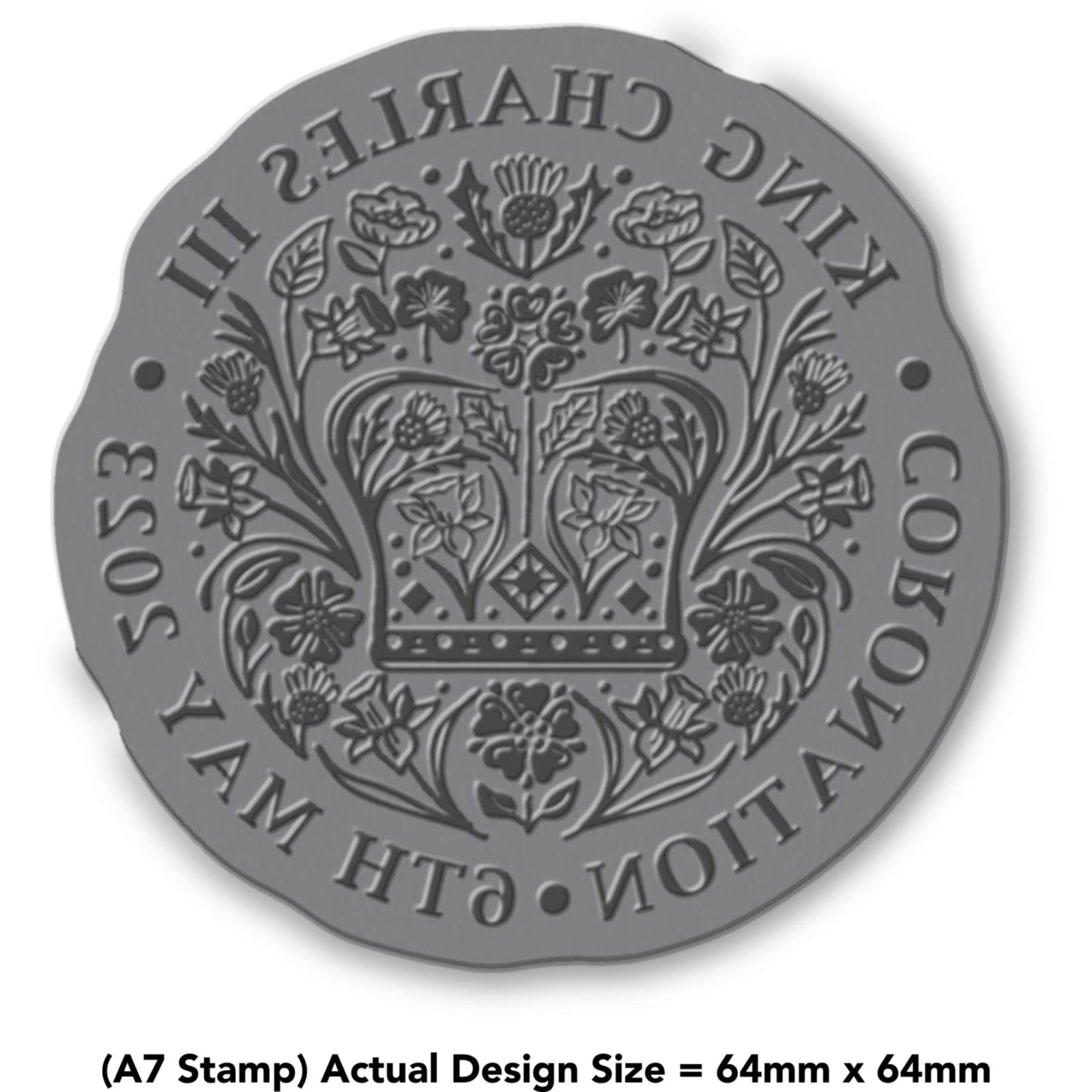 'King Charles Coronation Emblem' Rubber Stamp - Unmounted Design for Crafting & Scrapbooking, A7 (RS00047825)
