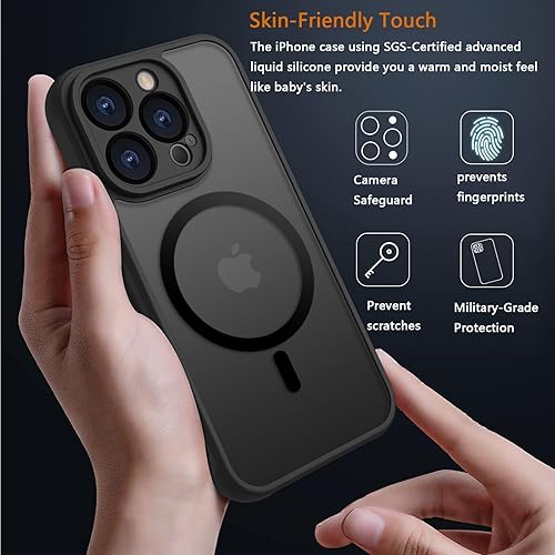 Miniatura 4 de GROZHJAL Funda magnética para iPhone 15 Pro, compatible con MagSafe, borde de silicona delgada translúcida mate, protección contra caídas de grado