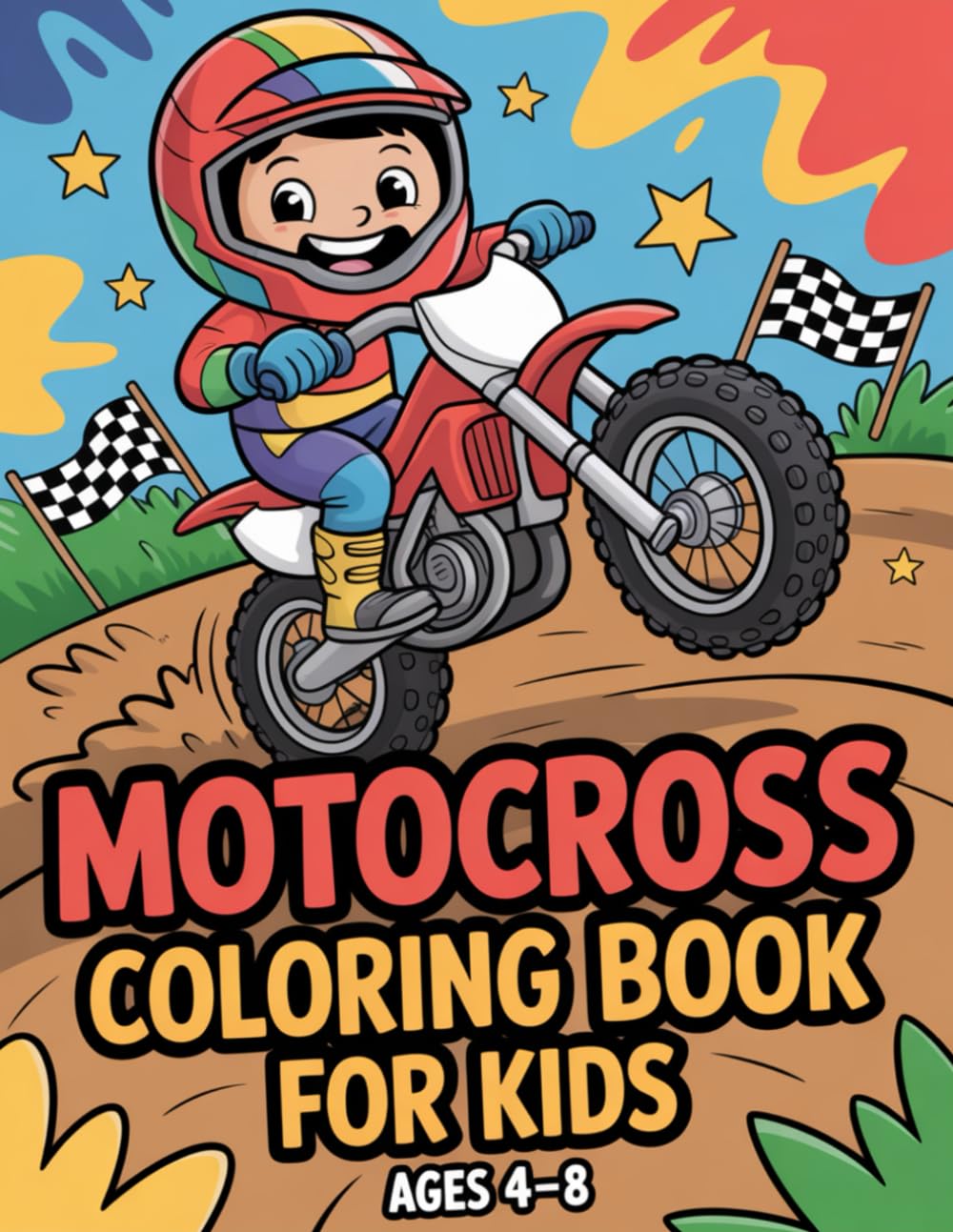 Motocross Coloring Book for Kids Ages 4-8: Fun Dirt Bikes, Riders, Racing Scenes and Easy Coloring Pages