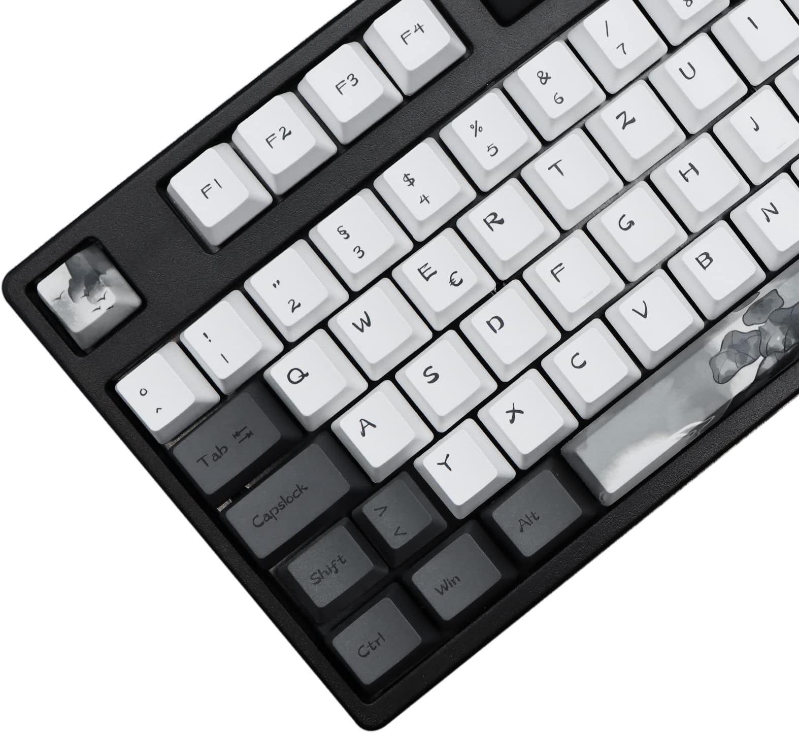 MOLGRIA Ink Lotus Custom Keycaps, 140 Set PBT OEM Profile Dye Sublimation Keycaps for German ANSI/ISO Layout Gaming Keyboard