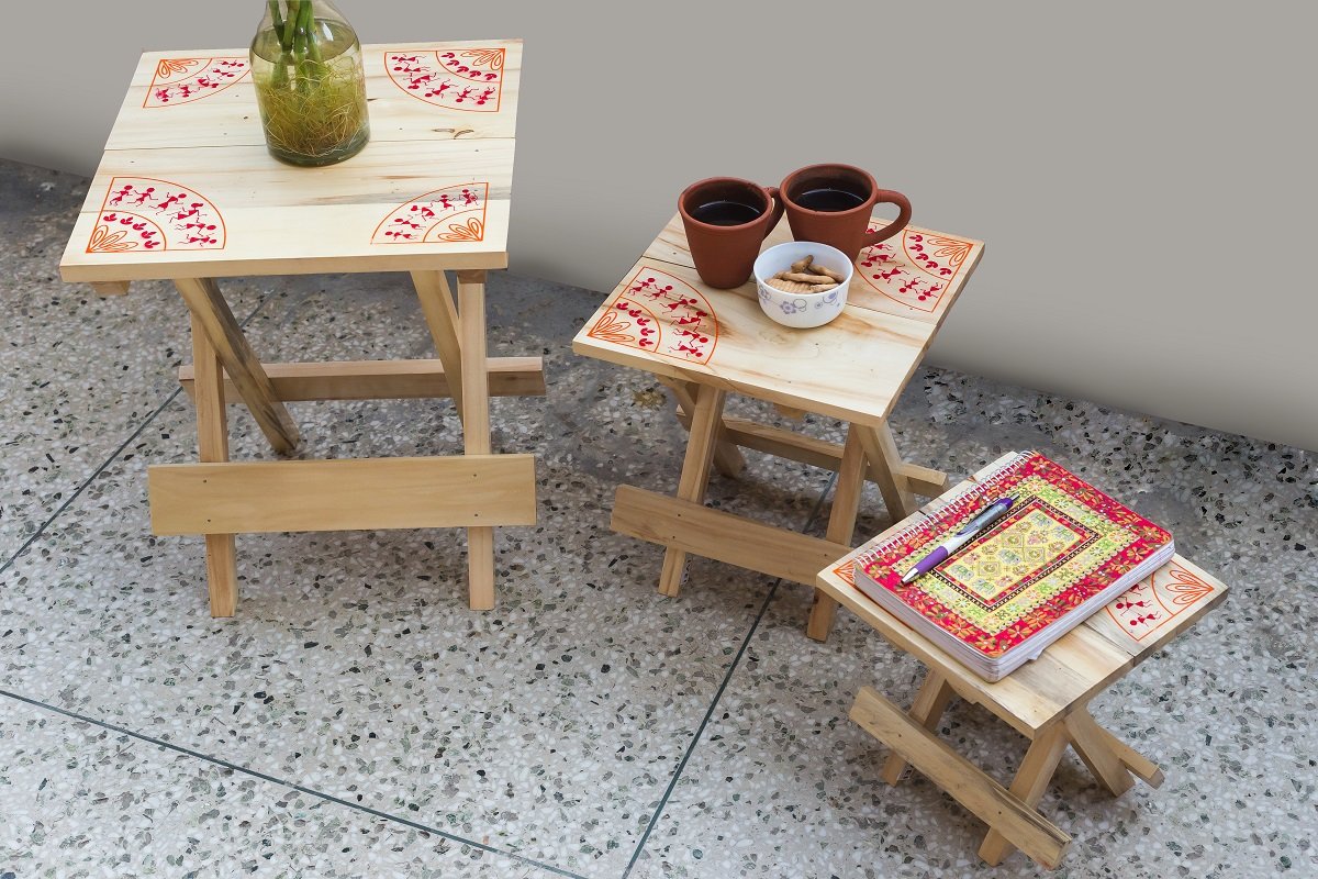 IVEI warli Wooden Portable Folding Table - Medium (12in) 2