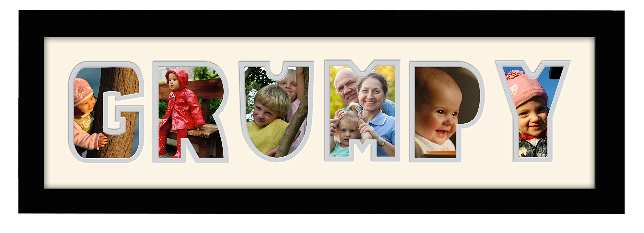 Photos In A Word Black Finish Frame Cream Mount Grey Inside Grumpy Photo Frame Word Photo Frame 1253-Cc (Black Finish Frame Cream Mount Grey Inside)