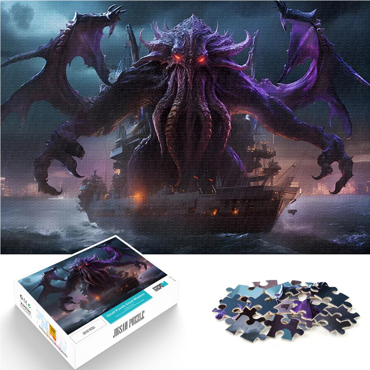 1000 Pieces Puzzles for Adults Cthulhu Over Ship Geschenke zum Suchbegriff: "Herausfordernde Spiele" Geschenk zum Geburtstag38x26cm