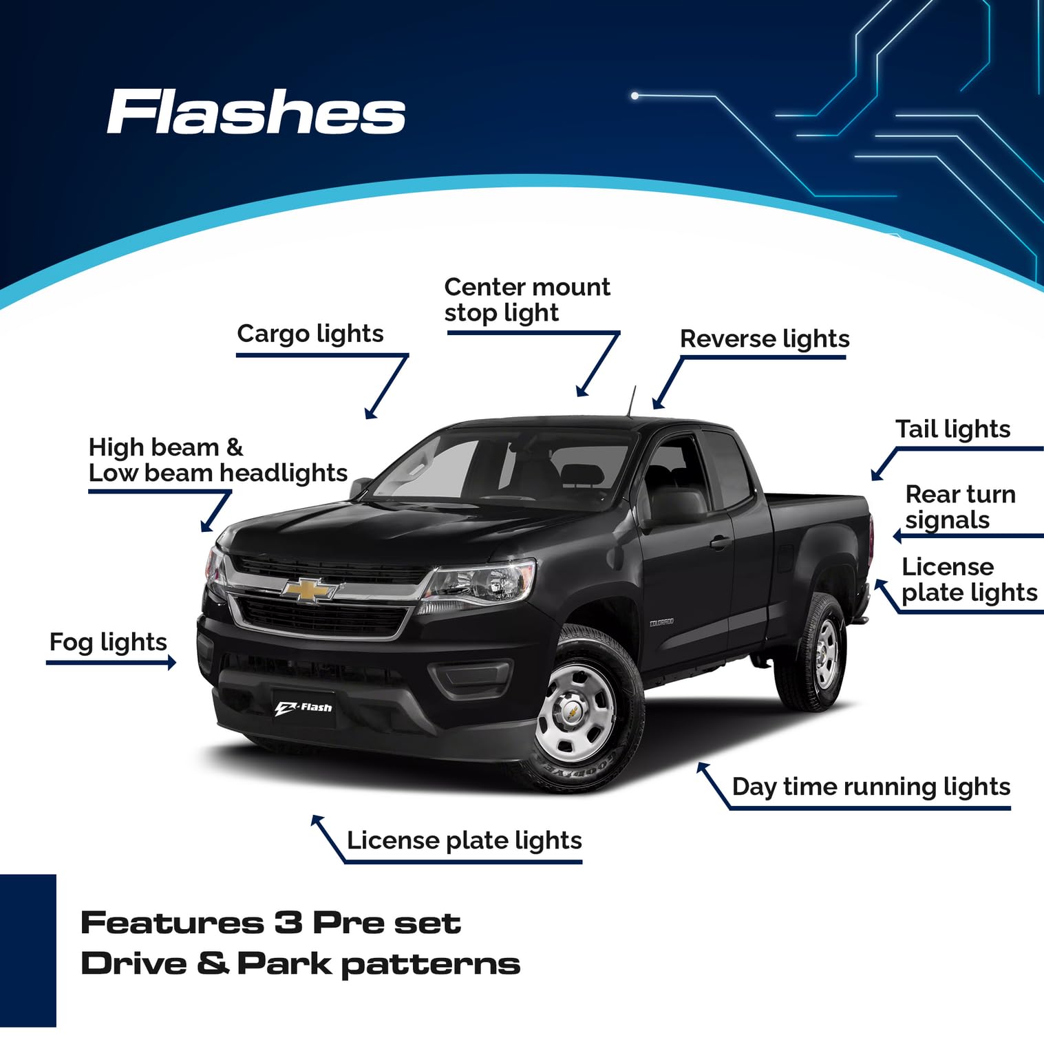 Z-Flash Vehicle Flasher for Chevy Silverado 14-22, Sierra 14-22, Tahoe 17-20, Colorado 18-22 and More, Module with Headlight Flash, No Splicing Required