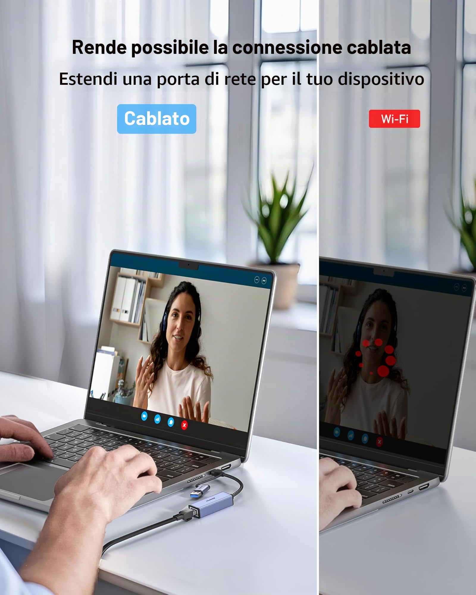 BENFEI Adattatore USB 3.0 a Ethernet RJ45 Gigabit LAN 1000Mbps USB-C compatibile MacBook Surface Pro Windows Mac OS Guscio in alluminio cavo in nylon