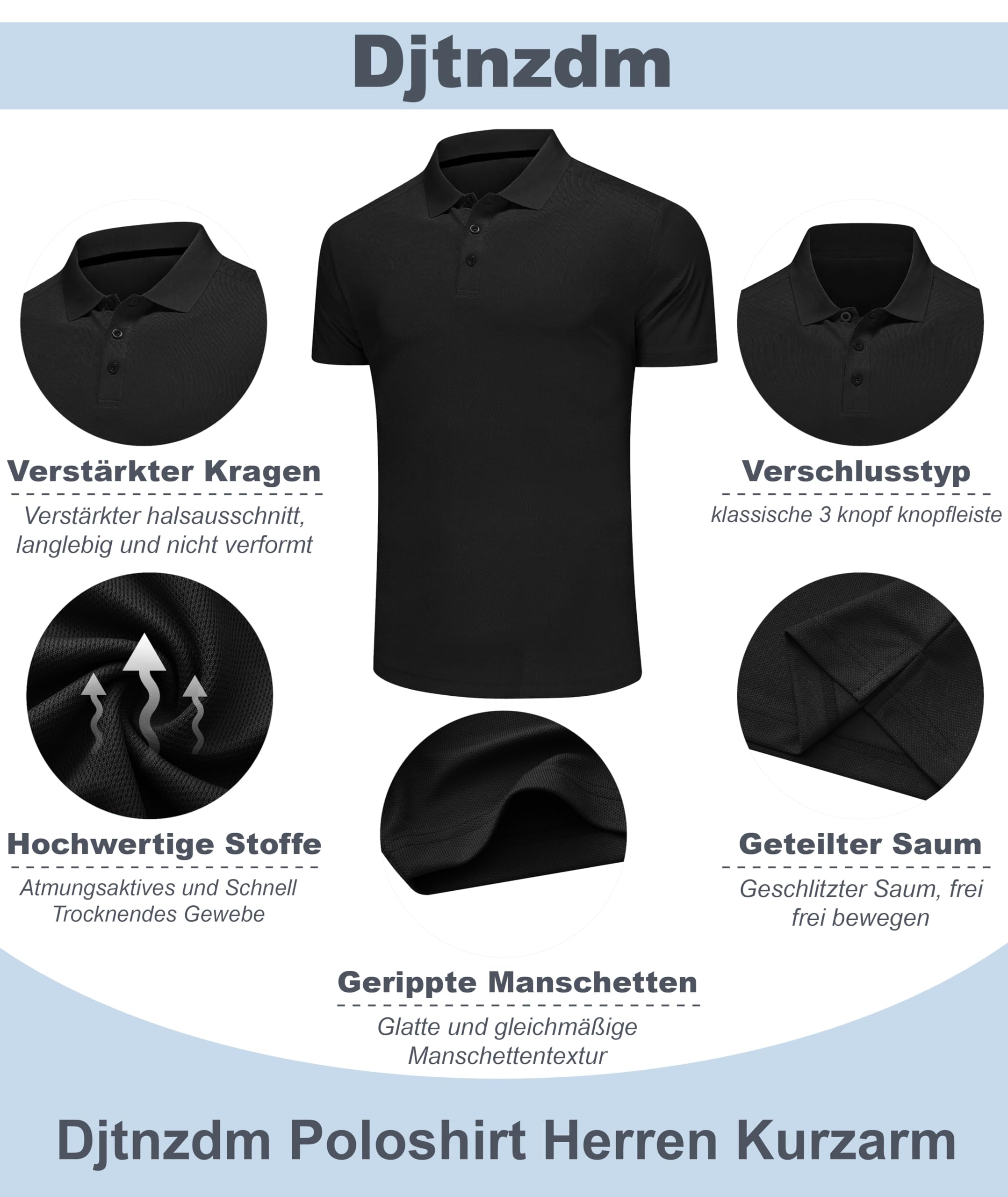 Djtnzdm Polo Uomo Manica Corta Traspirante Polo Estivo Uomo Casual Polo Sportiva Uomo Tennis Polo Shirt Uomo con Bottoni Basic Golf Tennis T-Shirt Regular Fit