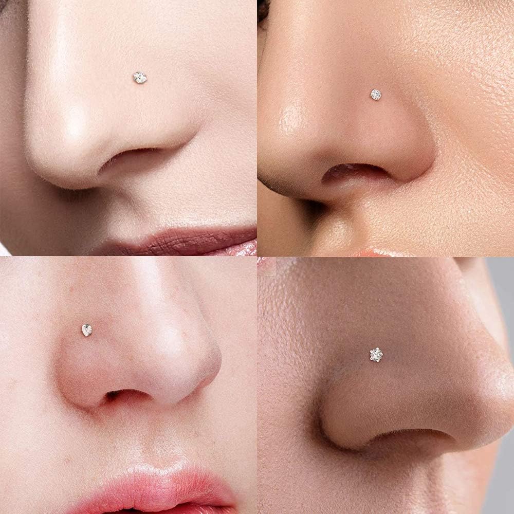 Hypoallergenic 20G L-Shaped Nose Rings - Surgical Steel Hoops & Studs - Gold, Silver, Black Colored - Image 5