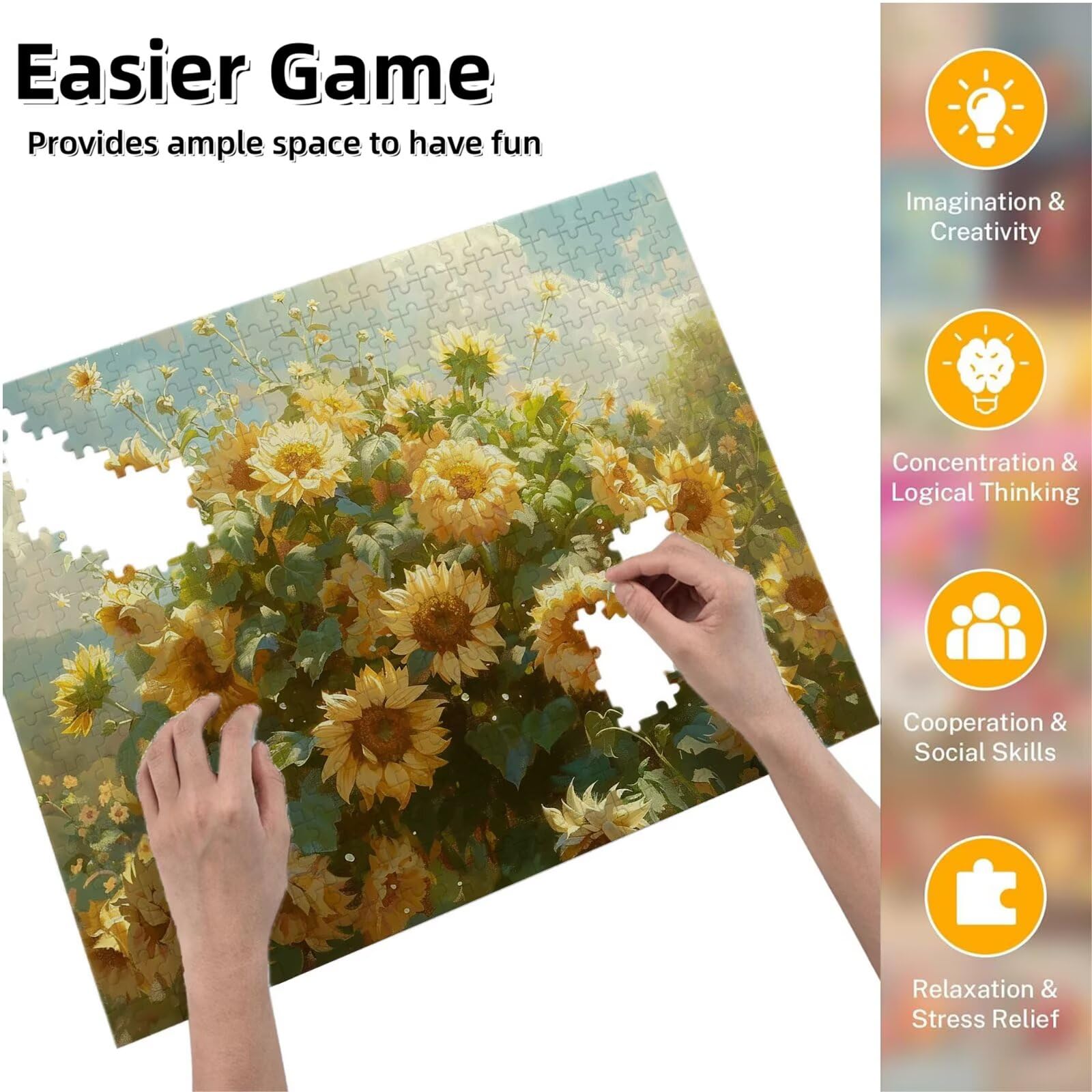 Jigsaw Puzzle, 4000 Pezzi Puzzle Classici, Fiore Puzzle Rilassamento Intelligence, Mpossibile Difficile Puzzles impegnativo per adulti Puzzles per Gioco Familiare, Regalo per Amore Amico Giallo K0F-26