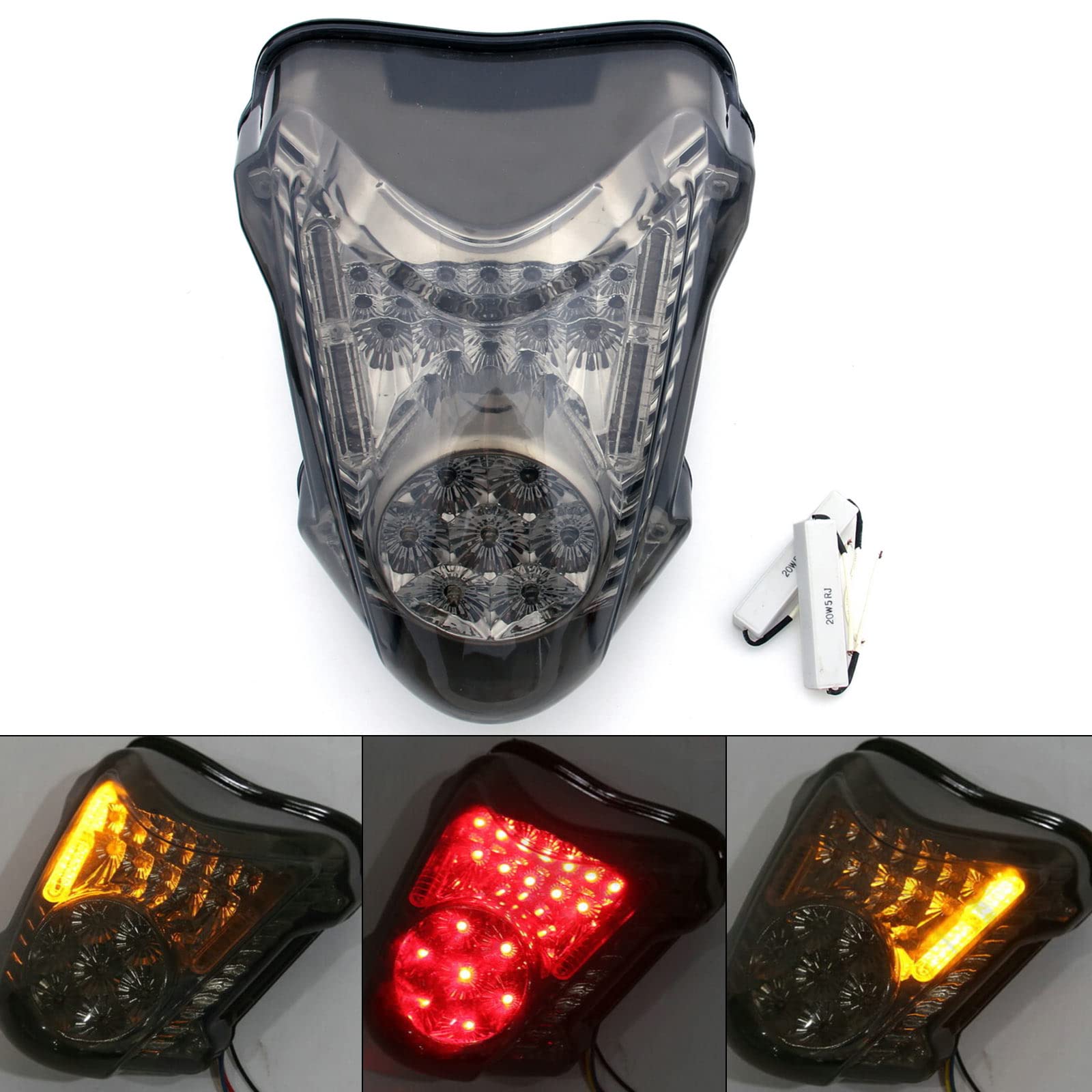 Areyourshop Integrated LED TailLight Turn Signals For Suzuki GSXR 1300 Hayabusa 2008-2020, Smoke