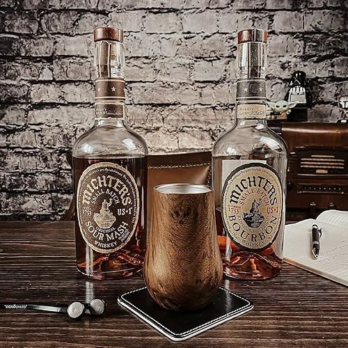 Miniatura 5 de Snute Vasos de whisky de acero inoxidable de doble pared vaso de nariz sin tallo regalo para los amantes del whisky madera paquete de 1