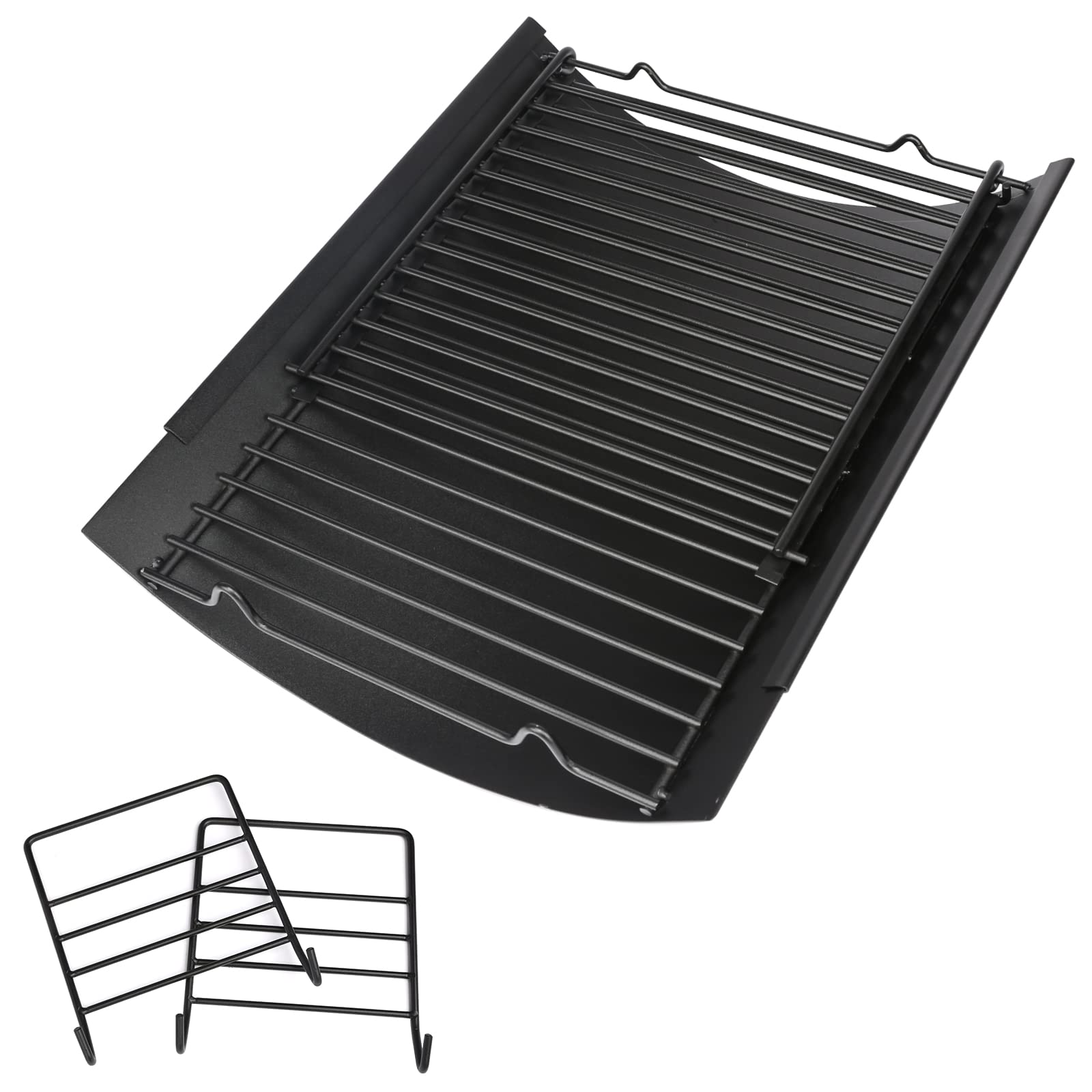 Hisencn Extend Ash Pan/Drip Pan for Chargriller 5050 5072 5650 E1224 1224 1324 2121 2222 2727 2828 2929 2123 Charcoal Grills Charbroil 17302056, with 2 Pack Fire Grate Hangers Replacement Parts