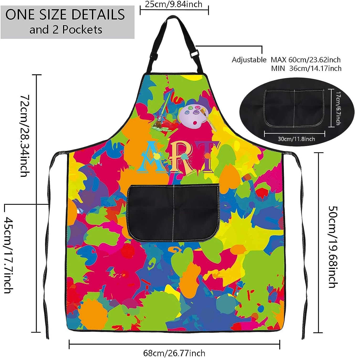BNQL Painting Apron with Pockets - Artist Painter Gift for Art Teacher - Apron (Art Apron Color) - Image 2