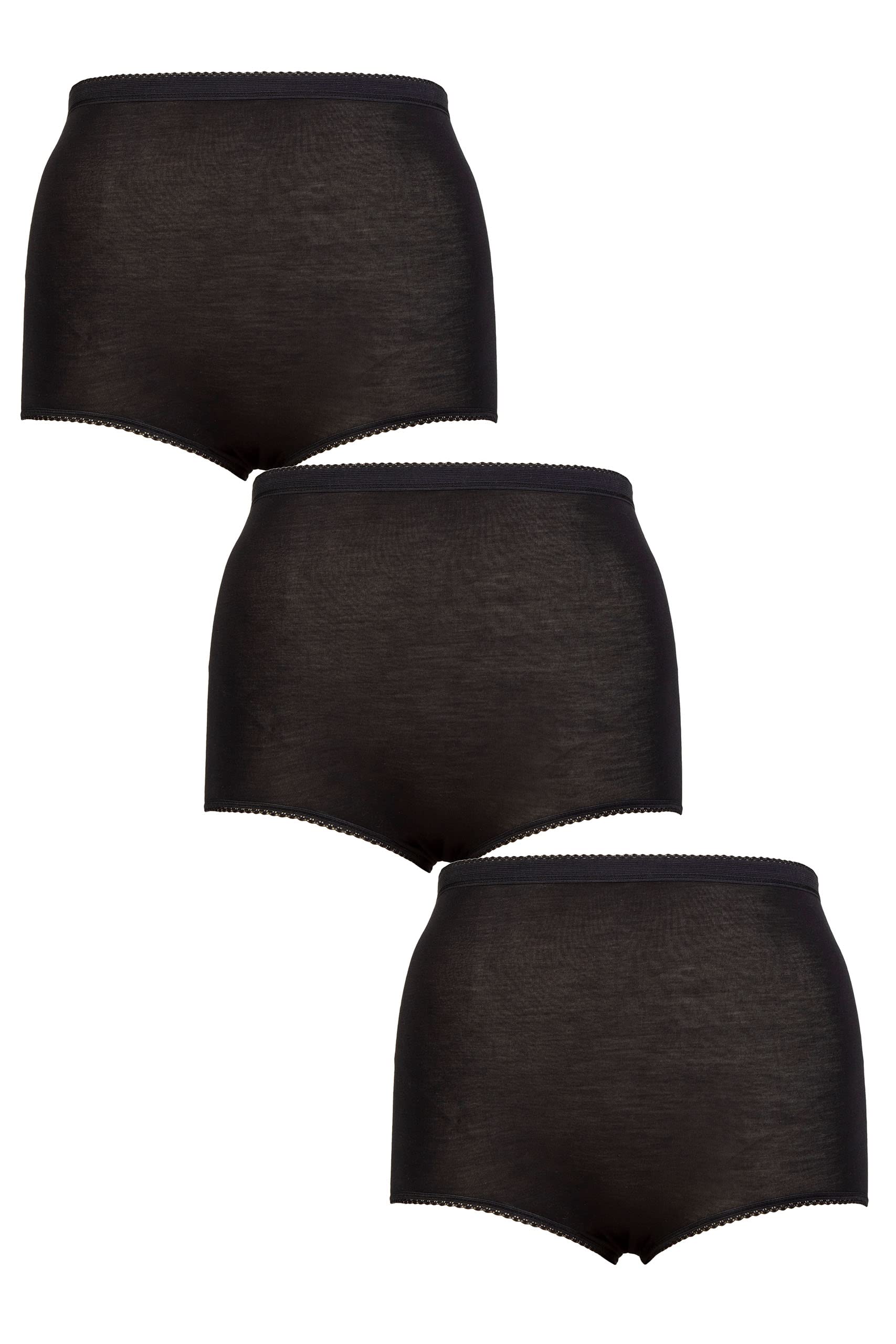 Sockshop Women's Black Lazy Panda Bamboo Maxi Briefs Pack Of 3 20