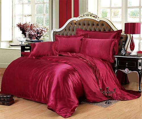 Miniatura 6 de BSC Collection Lujoso juego de sábanas de seda satinada ultra suave de 4 piezas con bolsillo profundo de 21 pulgadas (1 sábana encimera, 1 sábana