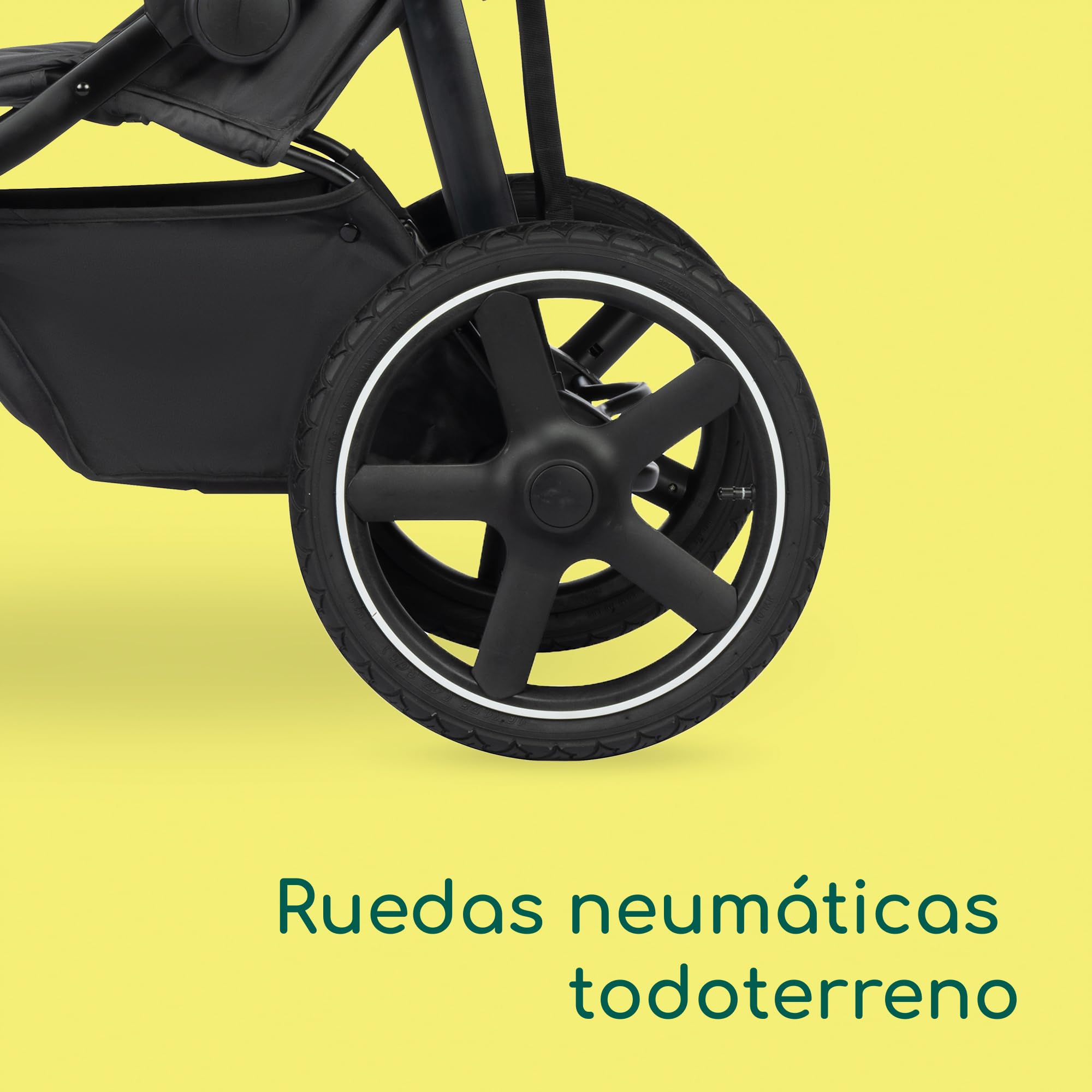 Bebeconfort Cloudy, Silla de paseo todoterreno, 0-4 años(máx.22 kg), Silla Paseo Bebe Reclinable, Plegado Rápido, 3 Grandes Ruedas, Manillar Ajustable, Amplia Cesta Almacenamiento, Mineral Graphite