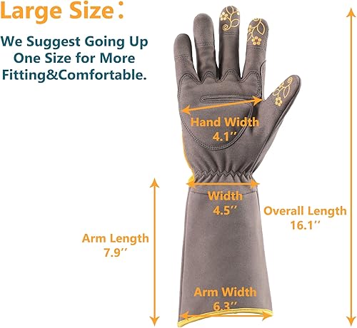 Miniatura 4 de COOLJOB Rose Pruning - Guantes de jardín para mujer, amarillo y gris, talla L