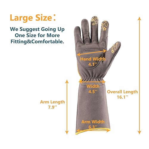 Miniatura 4 de COOLJOB Rose Pruning - Guantes de jardín para mujer, amarillo y gris, talla L