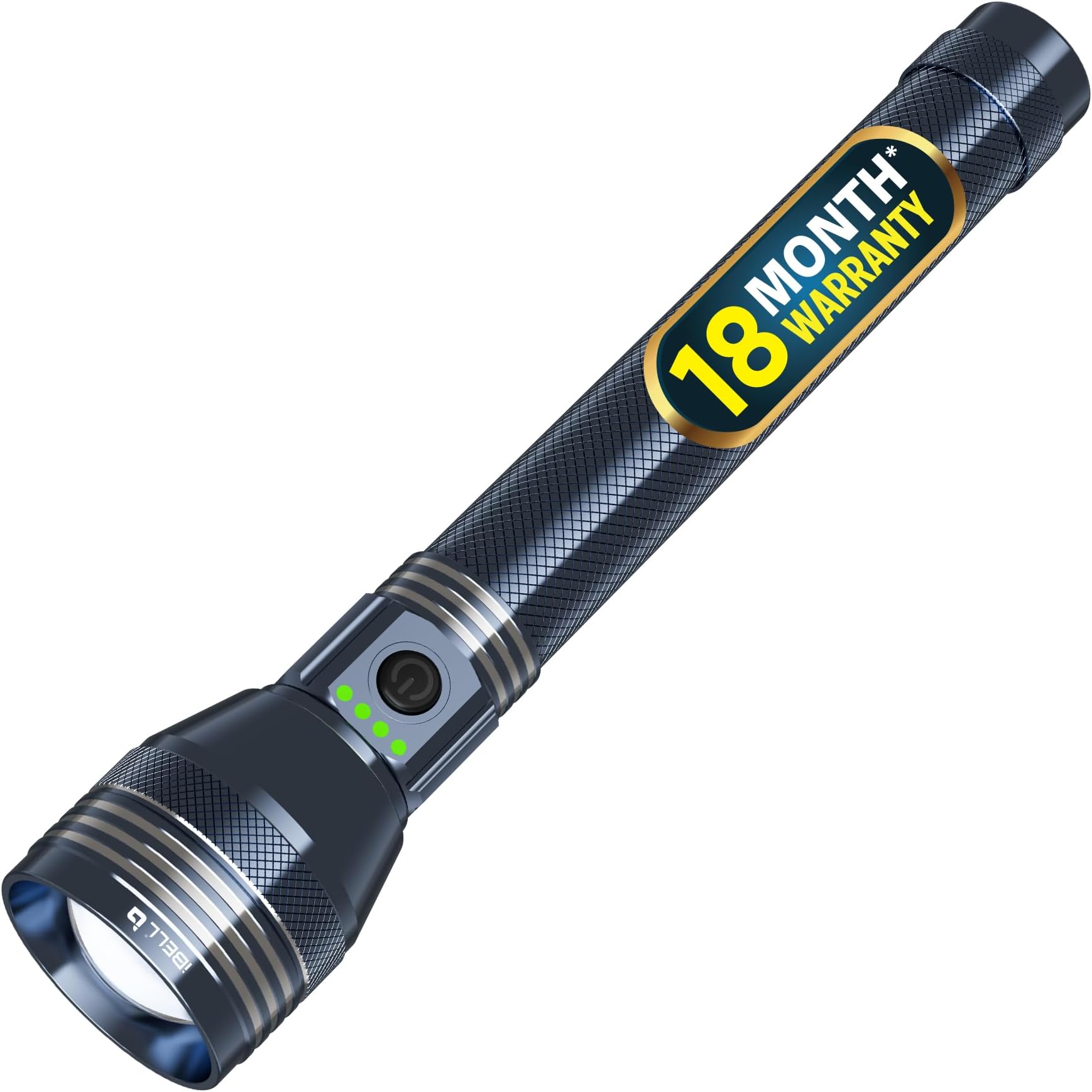 IBELL FL9359BL Rechargeable LED Torch Telescopic Zoom, Type-C Fast Charging, Ultra Long Range, Aircraft Aluminum Body, and Bright Cool Daylight Beam Flashlight with 3 Light Mode (Blue)