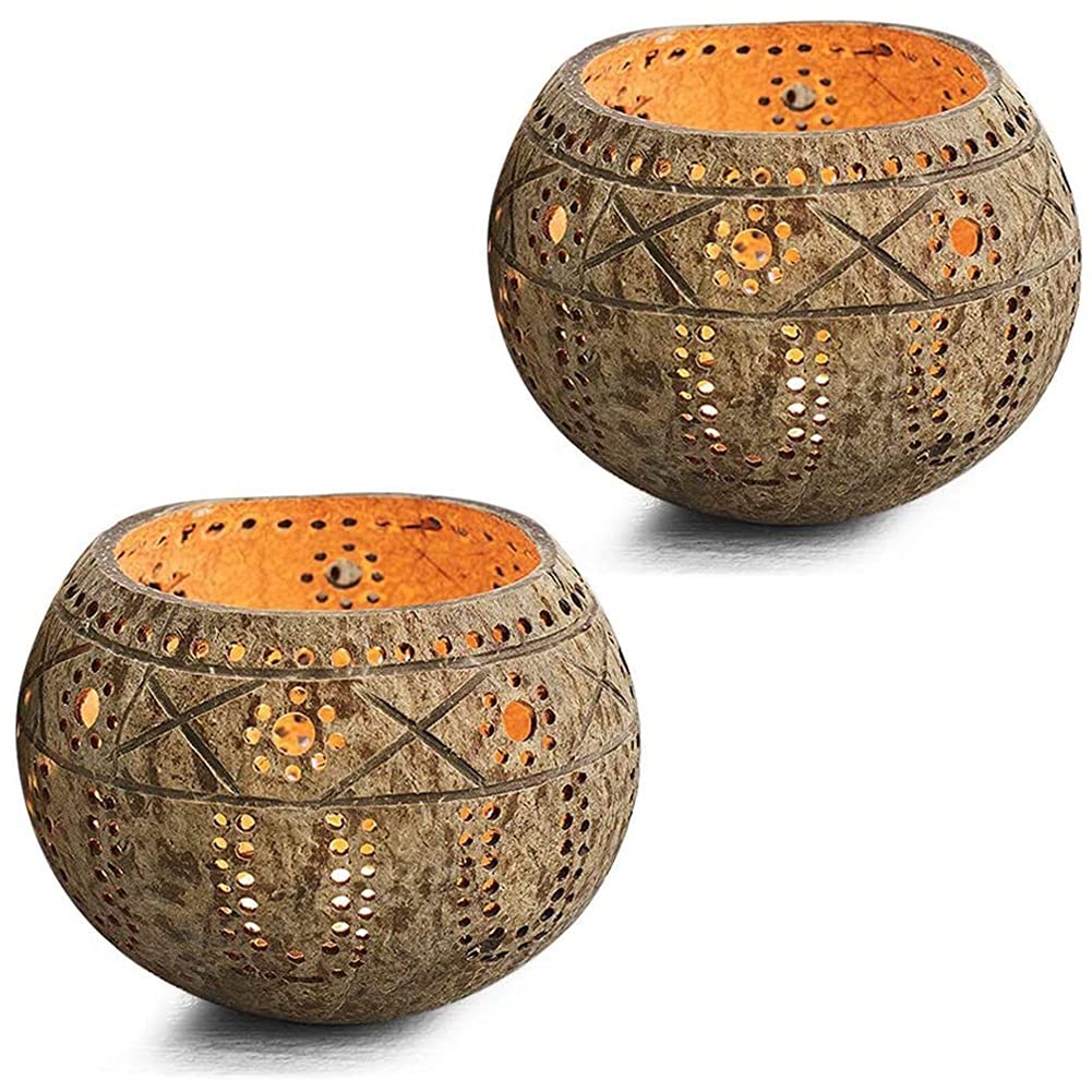 Reapyyt Candle Coconut Shell Bowl,Candle Holders,Handmade Coconut Shell Candle Holder for Tealight Small Pillar,Storage Bowl