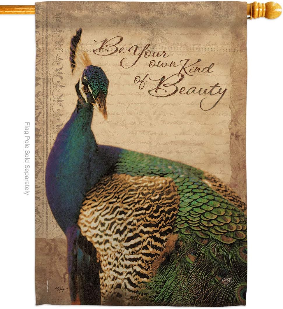 Breeze Decor - Peacock Garden Friends - Everyday Impressions Decorative Vertical House Flag 28" x 40" Printed in USA