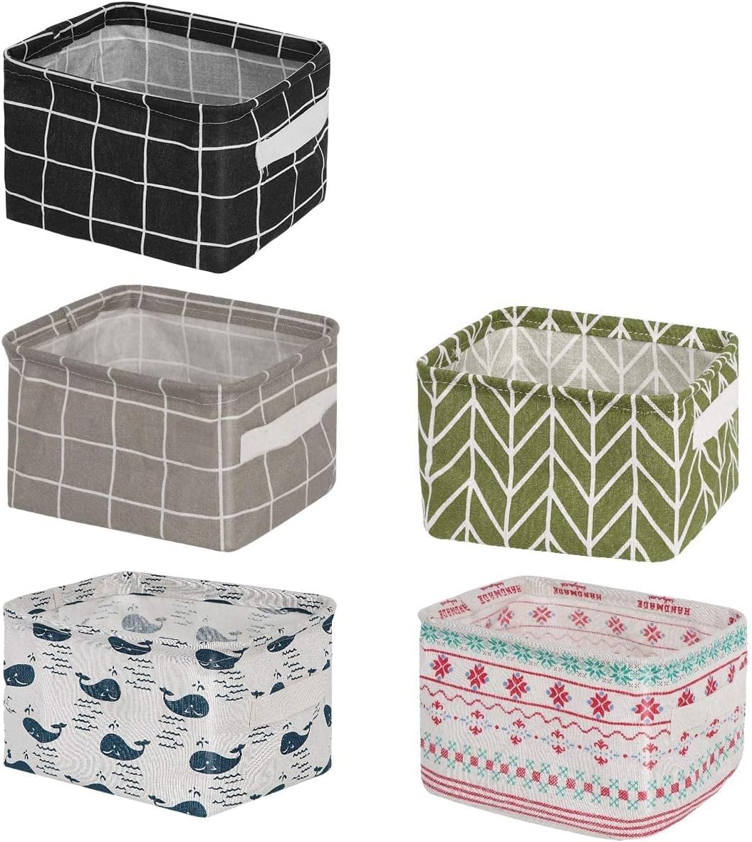 JENICO WORLD Pack of 6-Storage Basket Foldable Cube Fabric Square Mini Box Receive Organizer Rectangle for Nursery Home Office Kids Toys Books-Multipurpose