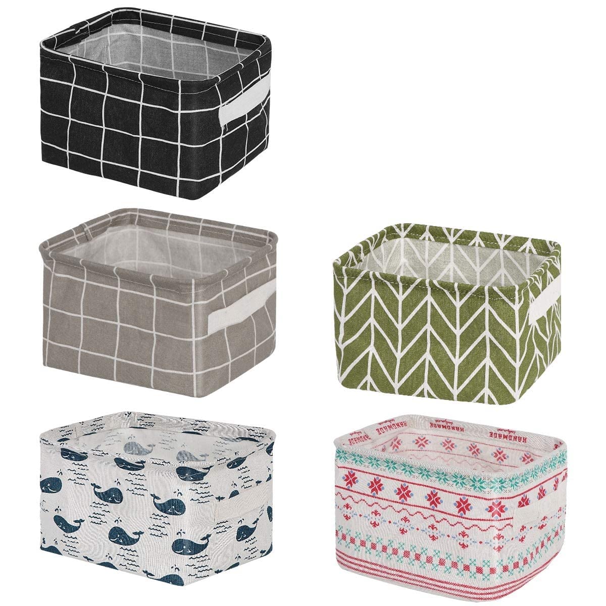 JENICO WORLD Pack of 6-Storage Basket Foldable Cube Fabric Square Mini Box Receive Organizer Rectangle for Nursery Home Office Kids Toys Books-Multipurpose