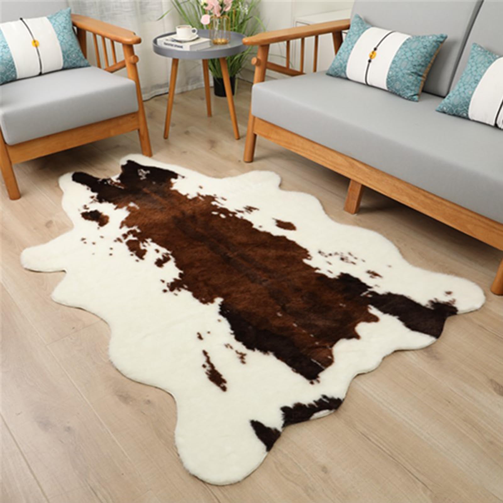 Teppich Aus Rindsleder, Zebramuster, 120 cm x 180 cm, Schwarz-Weiß