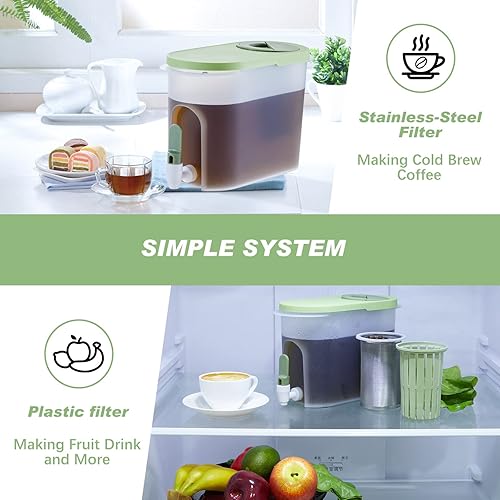 Miniatura 4 de Gerrii 2 unidades, dispensador de bebidas de plástico de 1 galón con 2 filtros, dispensador de bebidas para refrigerador, jarra de cerveza fría con